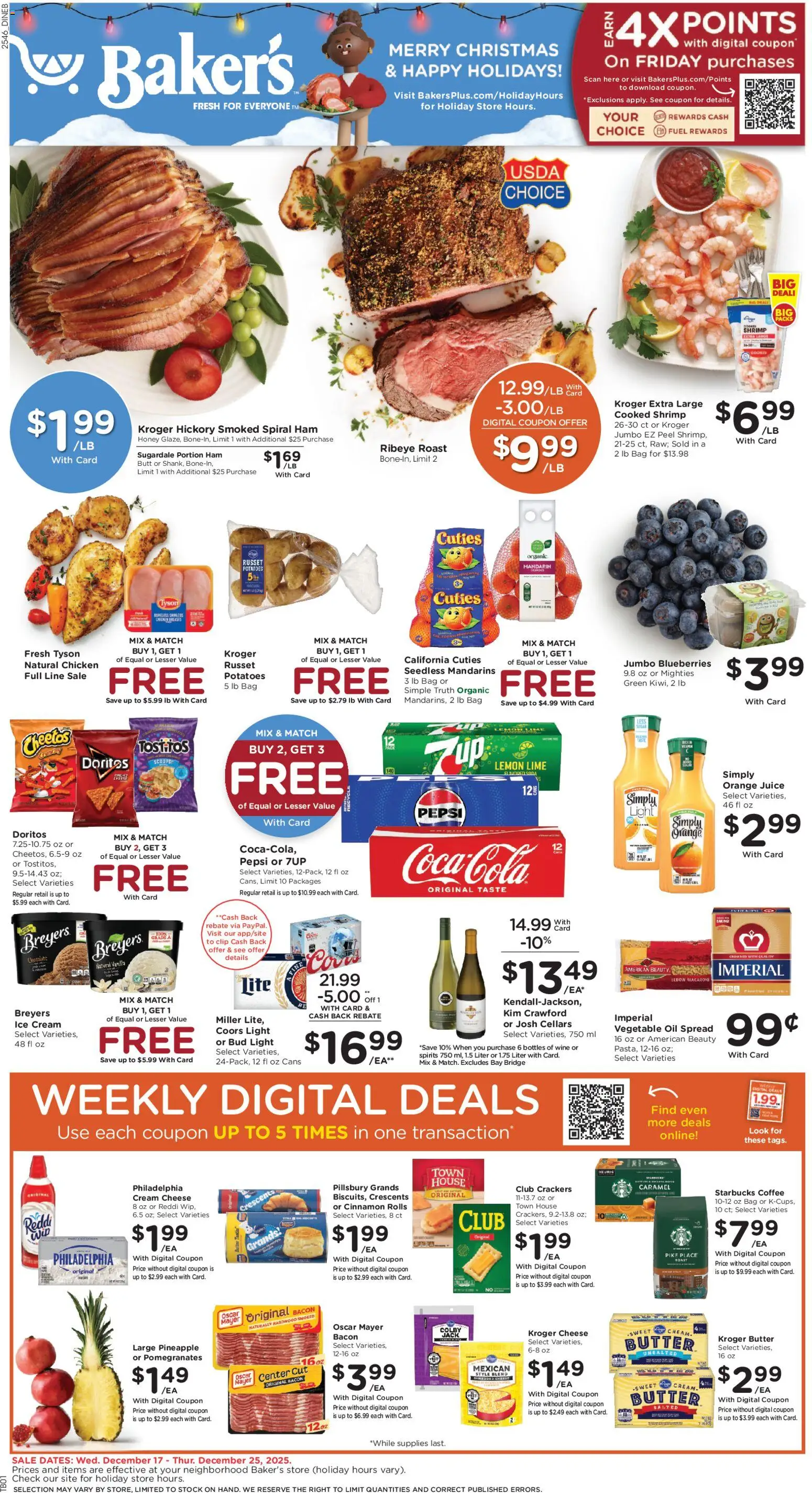 Baker's Weekly Ad - valid from 17.12.2025 | Page: 1 | Products: Cheese, Oil, Ham, Cream