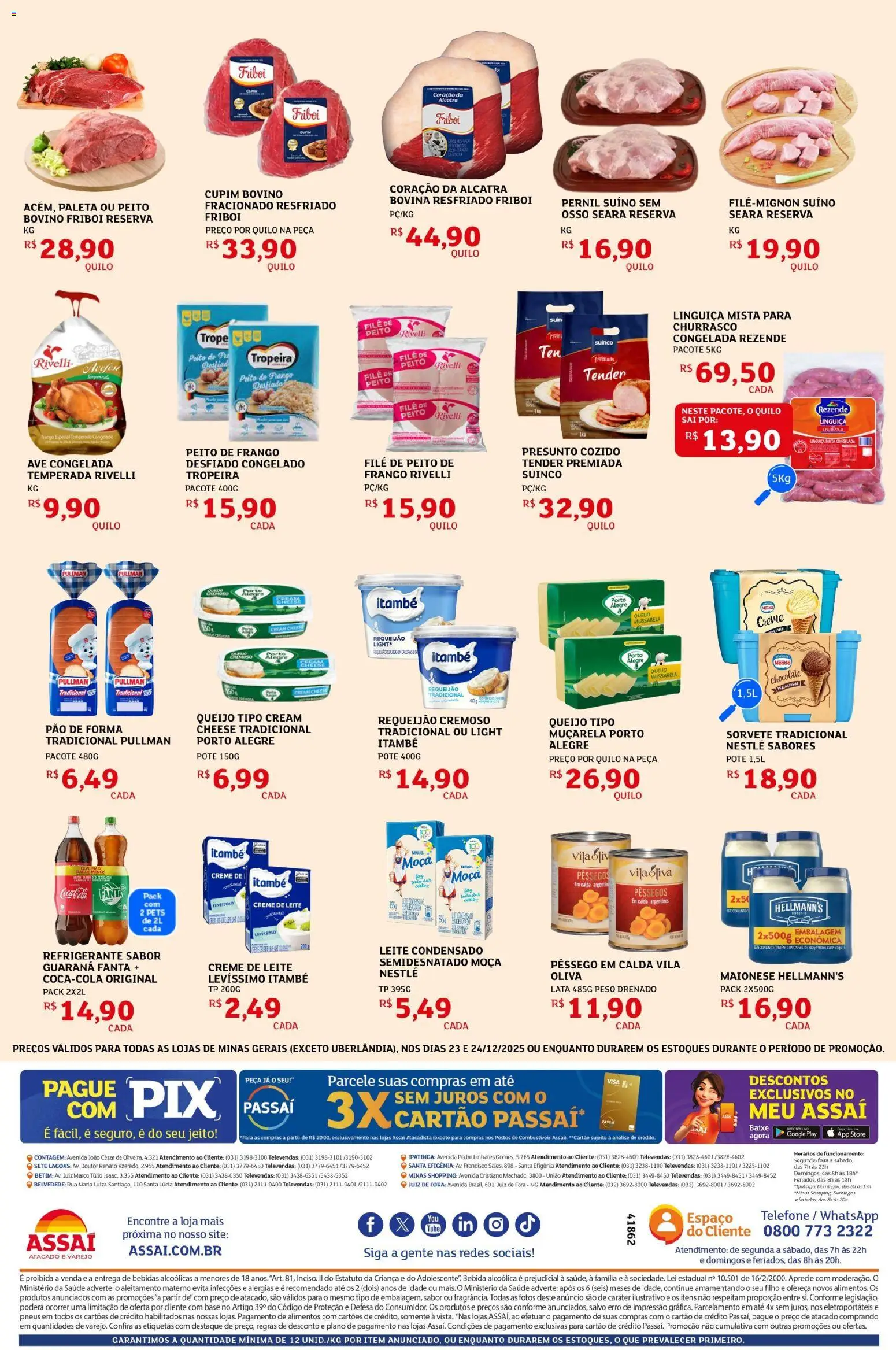 Assaí Atacadista Folheto - válido de 23.12.2025 | Página: 2 | Produtos: Leite, Cream cheese, Refrigerante, Leite condensado