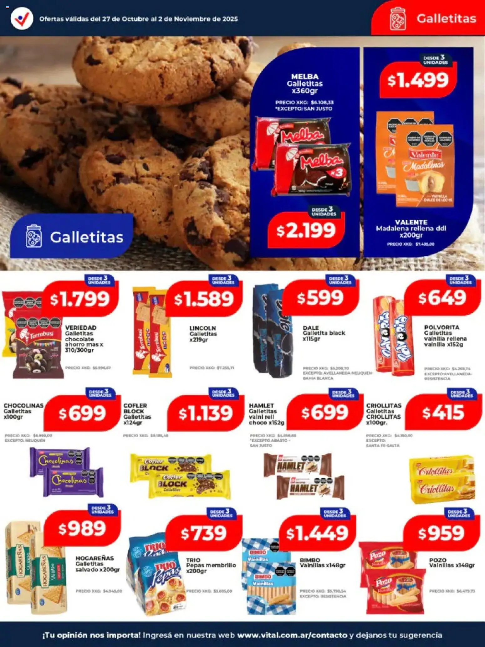 Vital - Ofertas - Villa Ortúzar │ válido desde el 27.10.2025 | Página: 16 | Productos: Galletitas, Dulce de leche, Leche, Chocolate