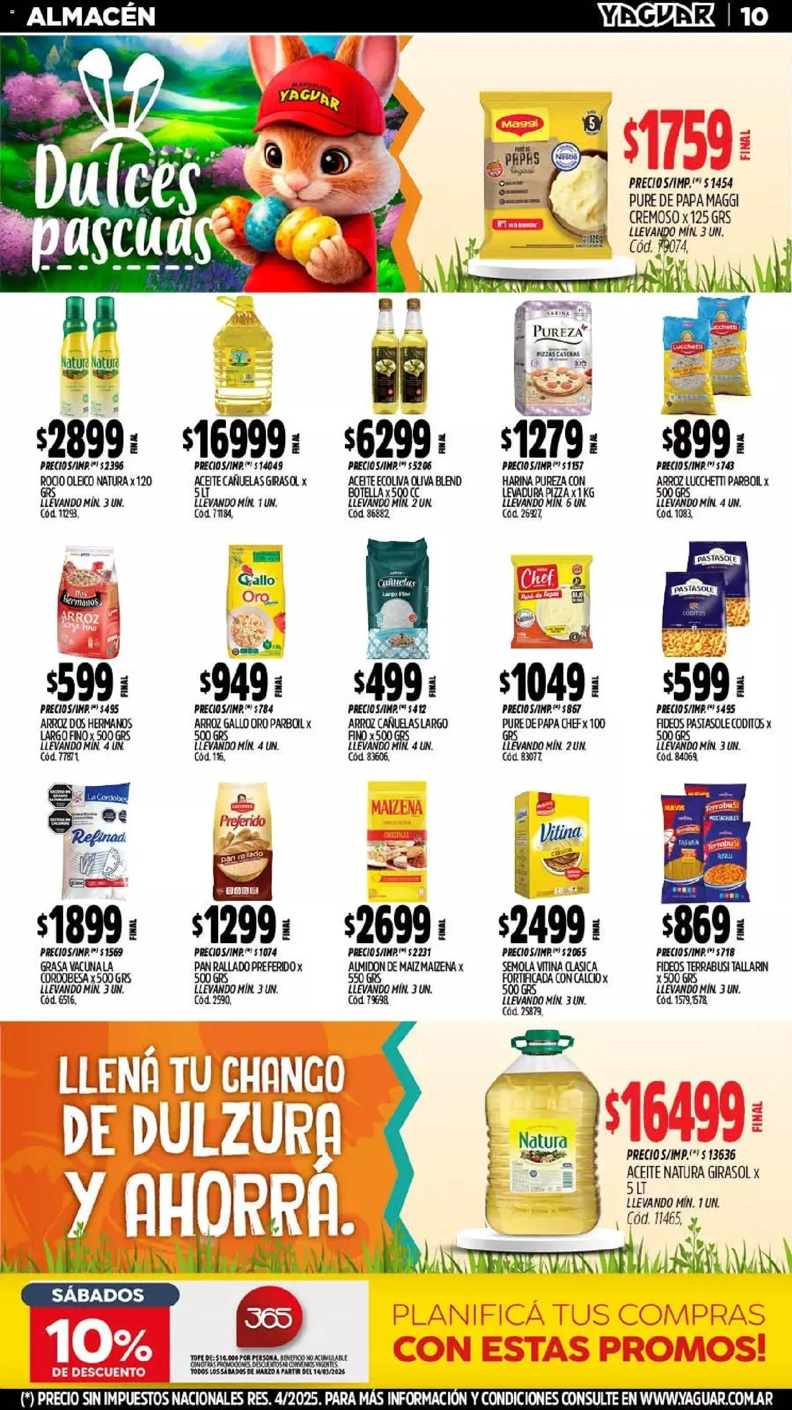 Yaguar - Oferta Semanal General Roca │ válido desde el 23.03.2026 | Página: 10 | Productos: Botella, Aceite, Arroz, Pan rallado
