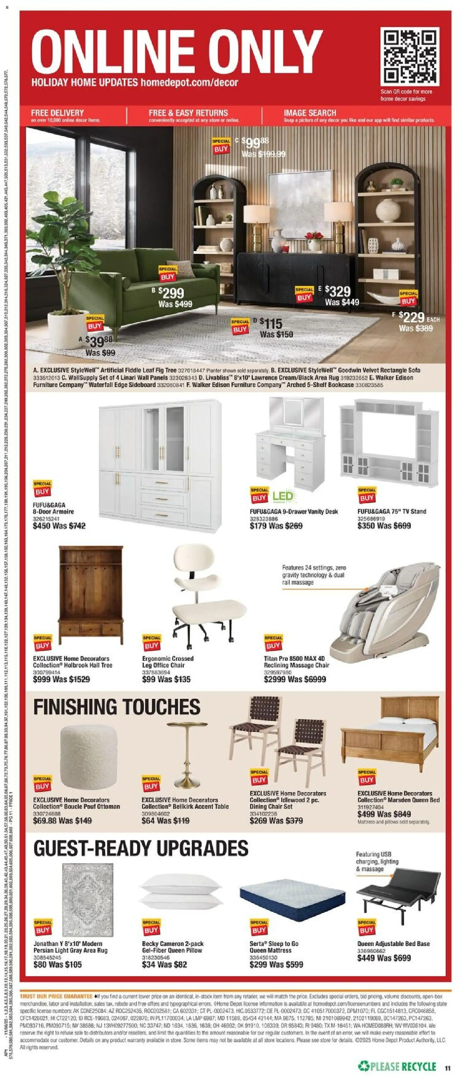 Home Depot Local Ad - TX - valid from 06.11.2025 | Page: 11 | Products: Sideboard, Ottoman, Bookcase, Usb