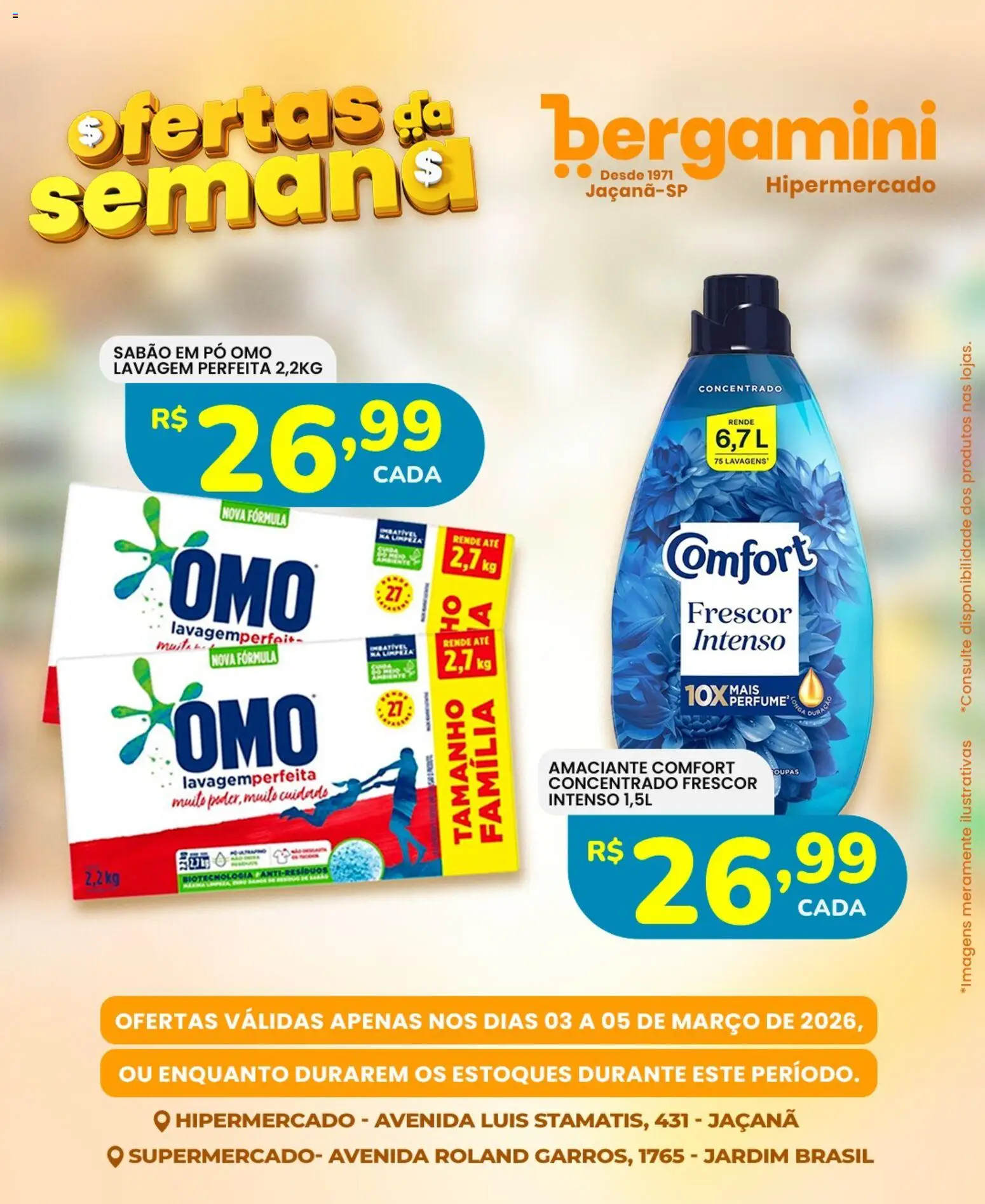 Supermercado Bergamini Folheto - válido de 03.03.2026 | Página: 7 | Produtos: Pó, Sabão em pó, Sabão em pó omo, Amaciante