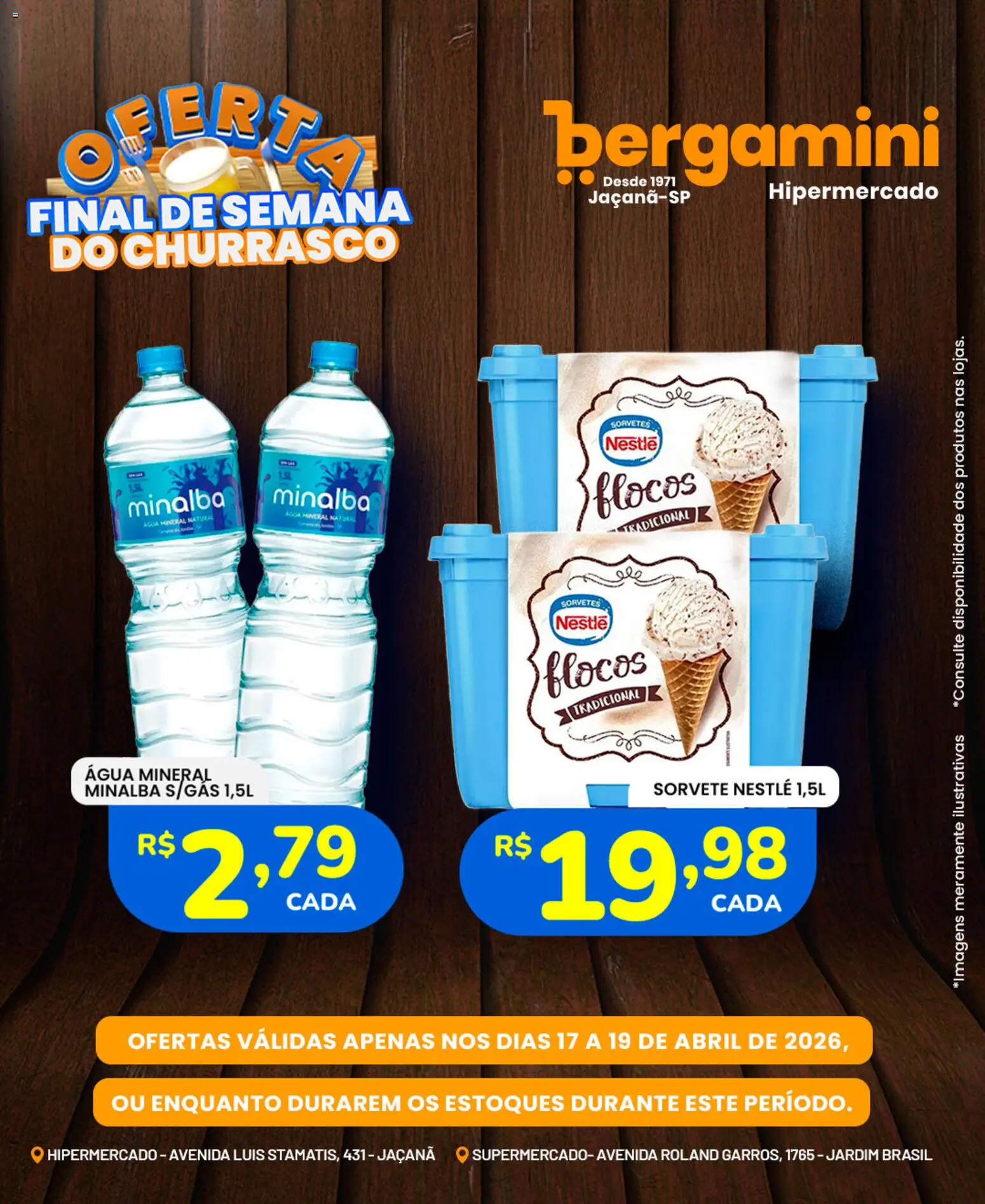 Supermercado Bergamini Folheto - válido de 17.04.2026 | Página: 14 | Produtos: Minalba, Flocos, Sorvete, Água mineral