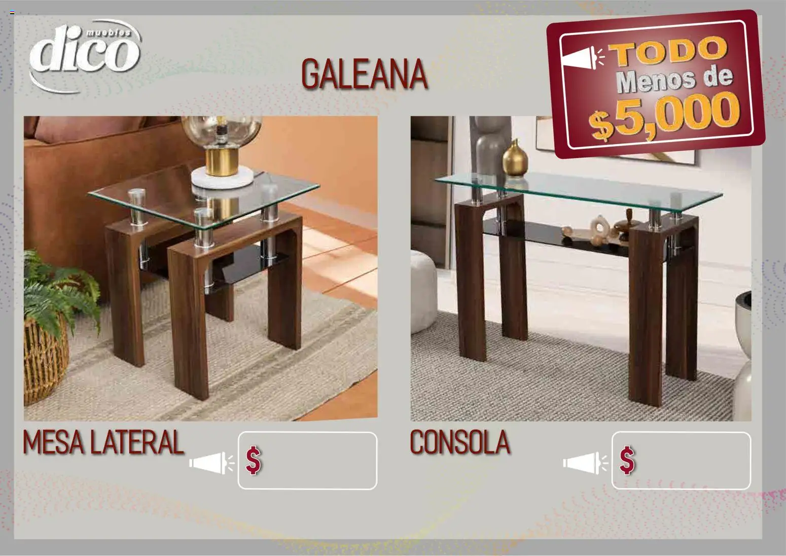 Nuevas ofertas de Muebles Dico válidas en toda la República Mexicana desde el 09.04.2026. ¡Encuentra las mejores ofertas en Muebles Dico catálogo Todo menos de 5000 Pacifico! | Página: 34 | Productos: Mesa
