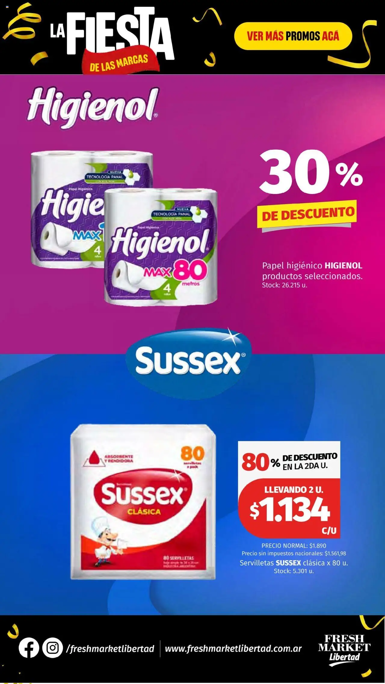 Hipermercado Libertad - La Fiesta  - Fresh │ válido desde el 26.06.2025 | Página: 32 | Productos: Papel higiénico, Servilletas
