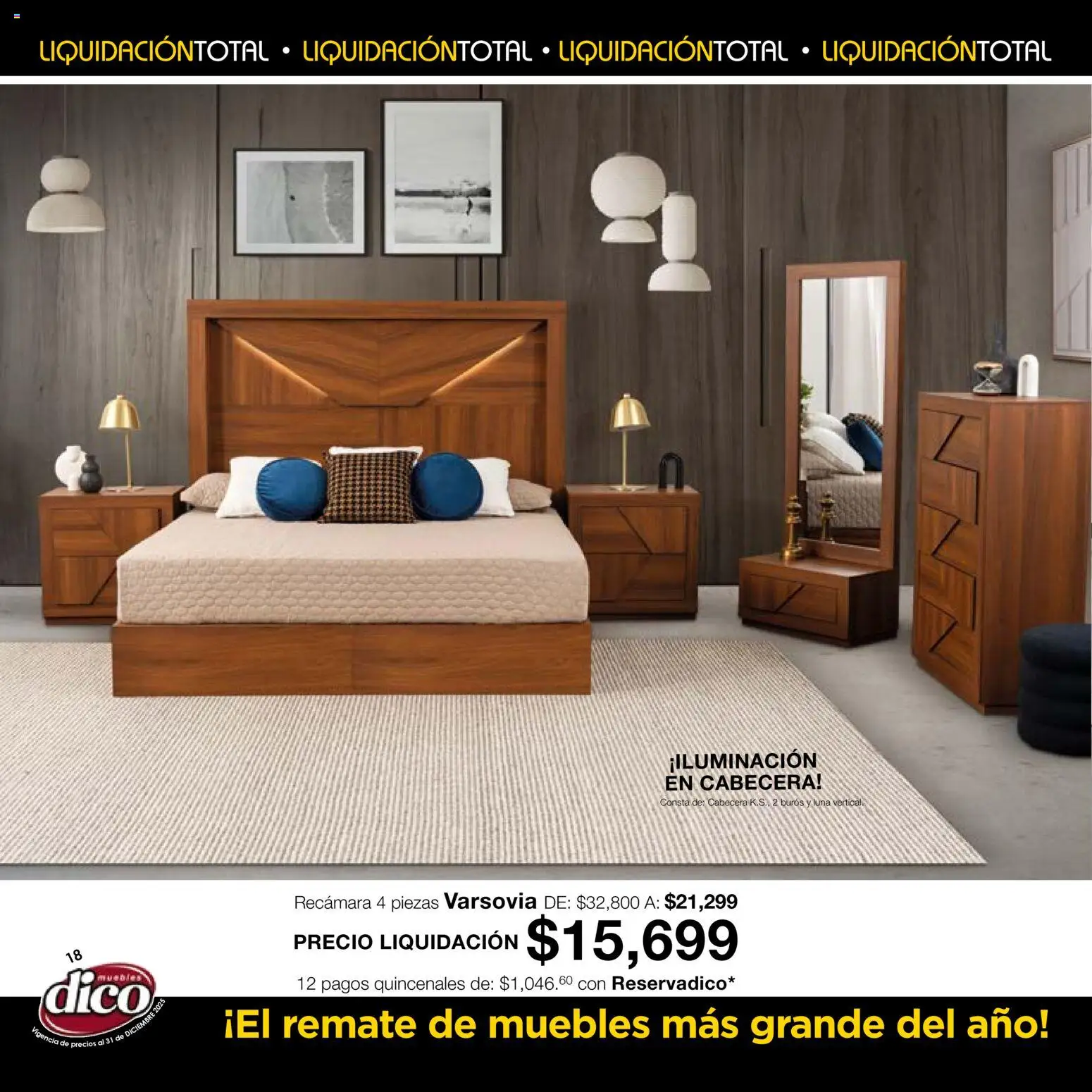 Nuevas ofertas de Muebles Dico válidas en toda la República Mexicana desde el 04.12.2025. ¡Encuentra las mejores ofertas en Muebles Dico Liquidación Total! | Página: 18 | Productos: Cabecera