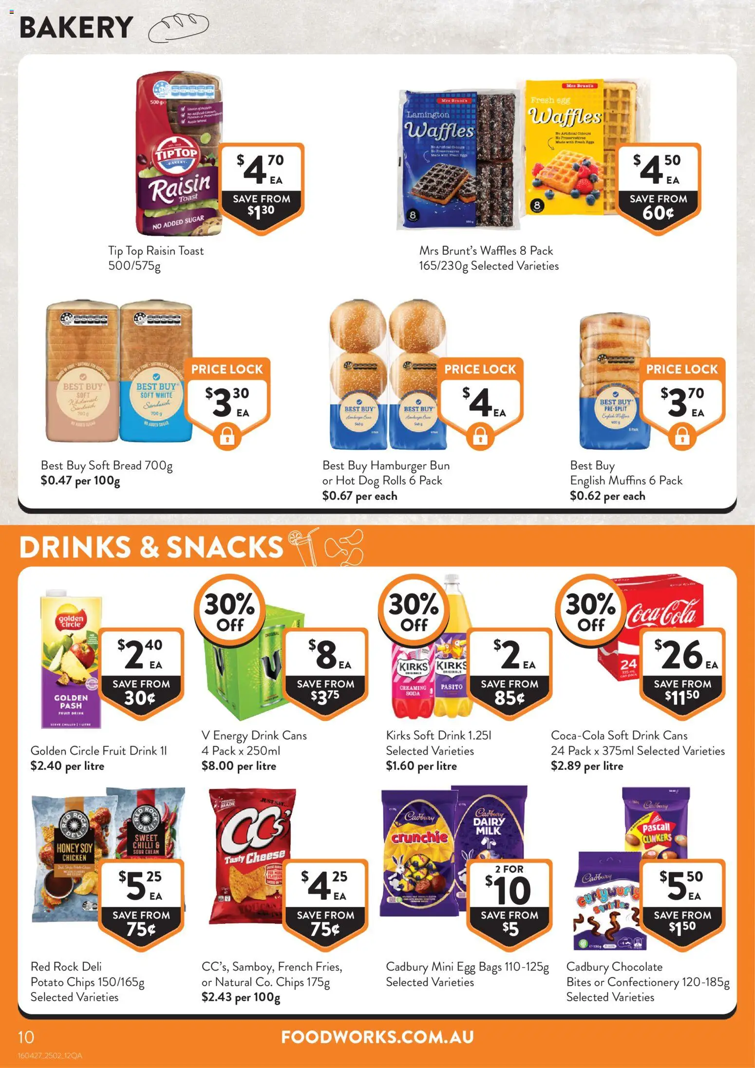 Foodworks catalogue - valid from 25.02.2026 | Page: 10 | Products: Dairy, Energy drink, Chocolate, Waffles