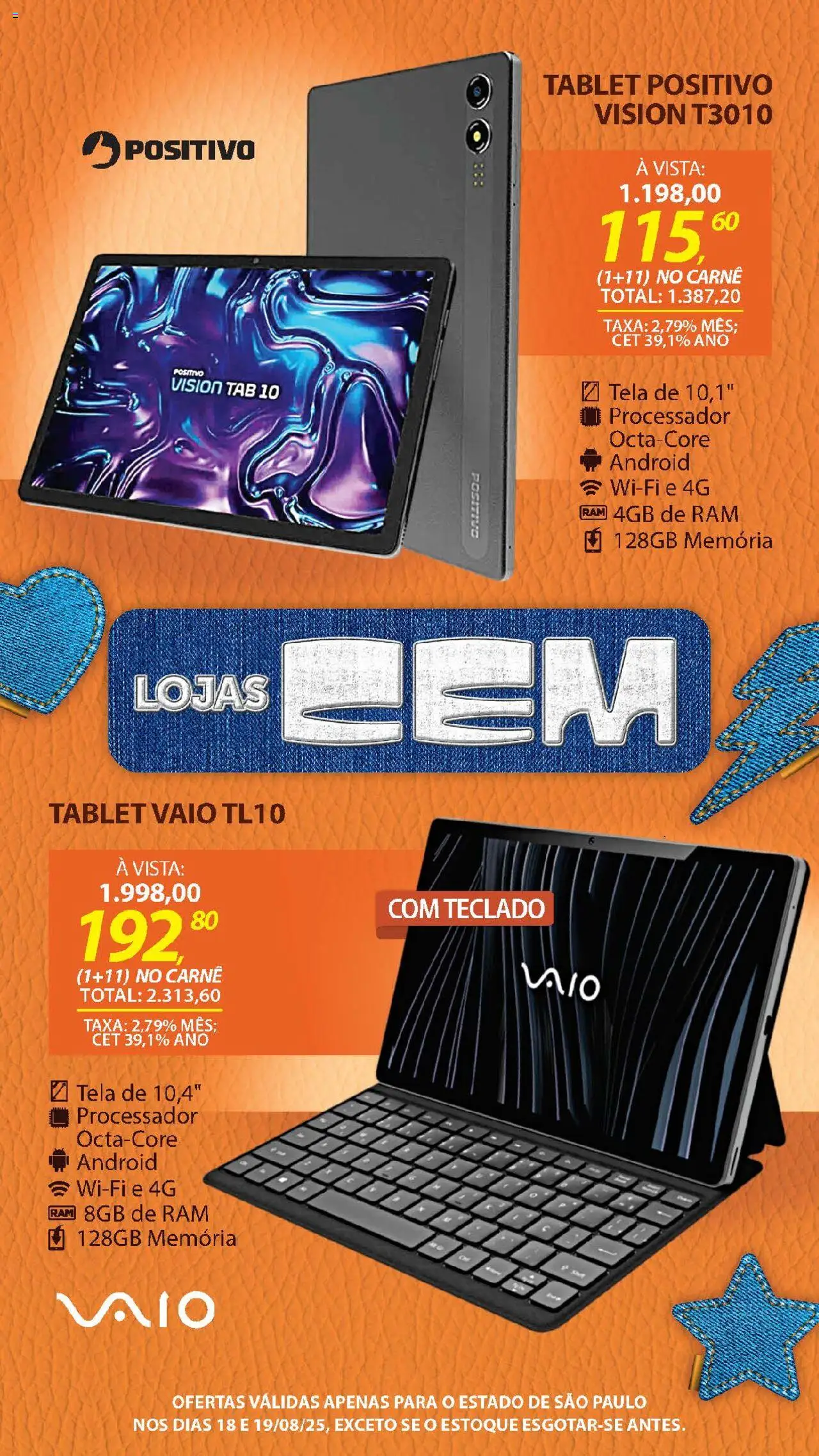 Lojas Cem Folheto - válido de 18.08.2025 | Página: 6 | Produtos: Processador, Tela, Carne, Teclado