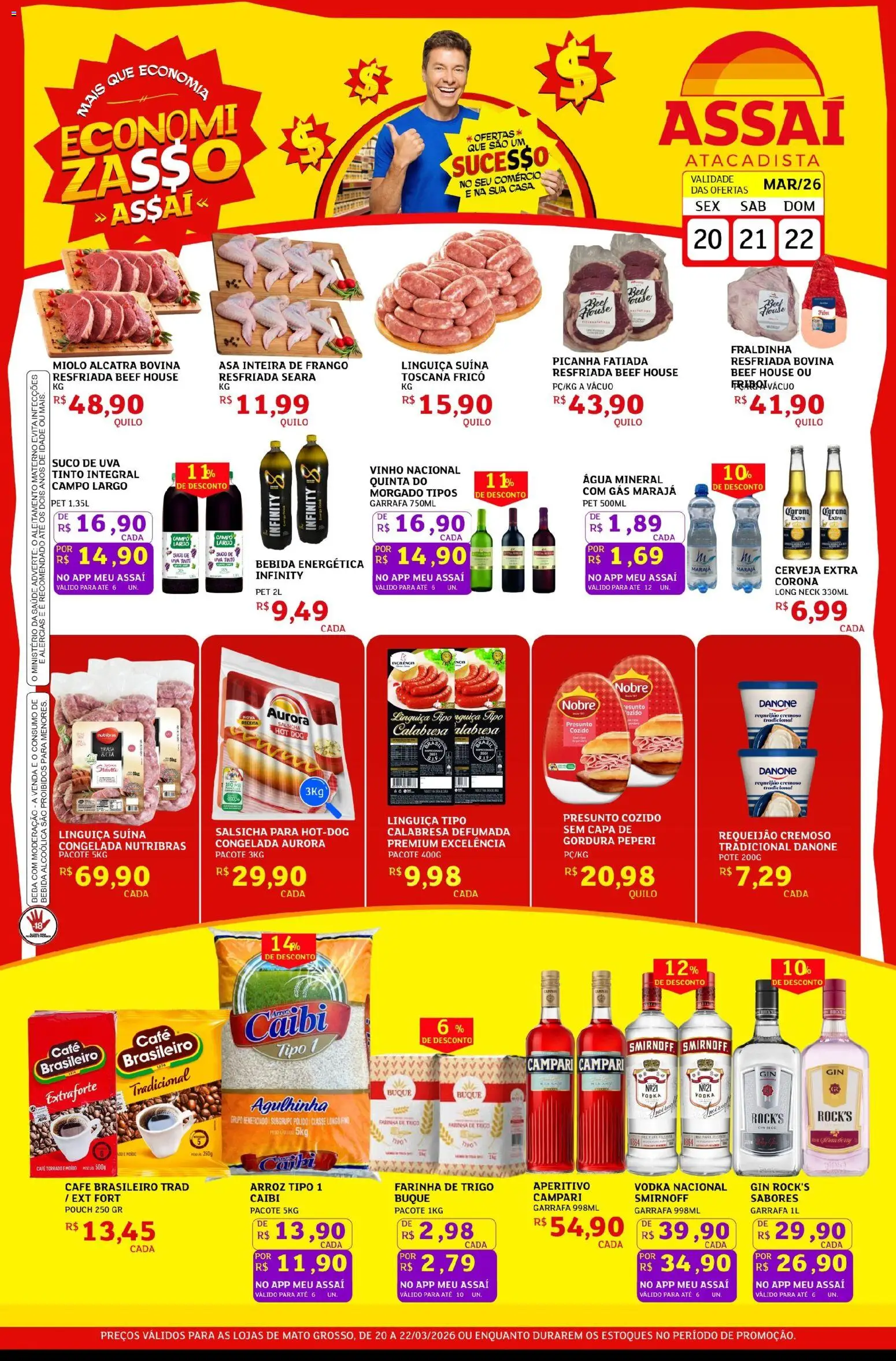 Assaí Atacadista Folheto - válido de 20.03.2026 | Página: 1 | Produtos: Alcatra, Café, Arroz, Requeijão