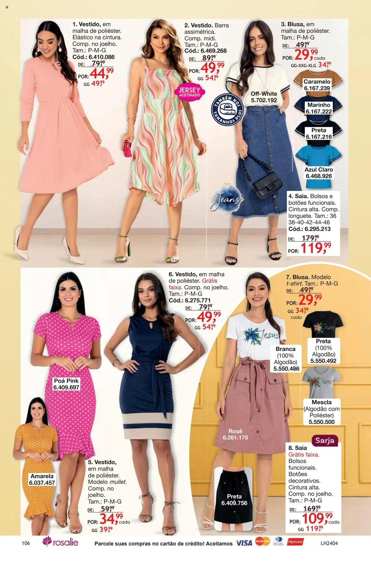 Quatro Estações Folheto - válido de 01.07.2025 | Página: 106 | Produtos: Poá, Saia, Algodão, Jeans