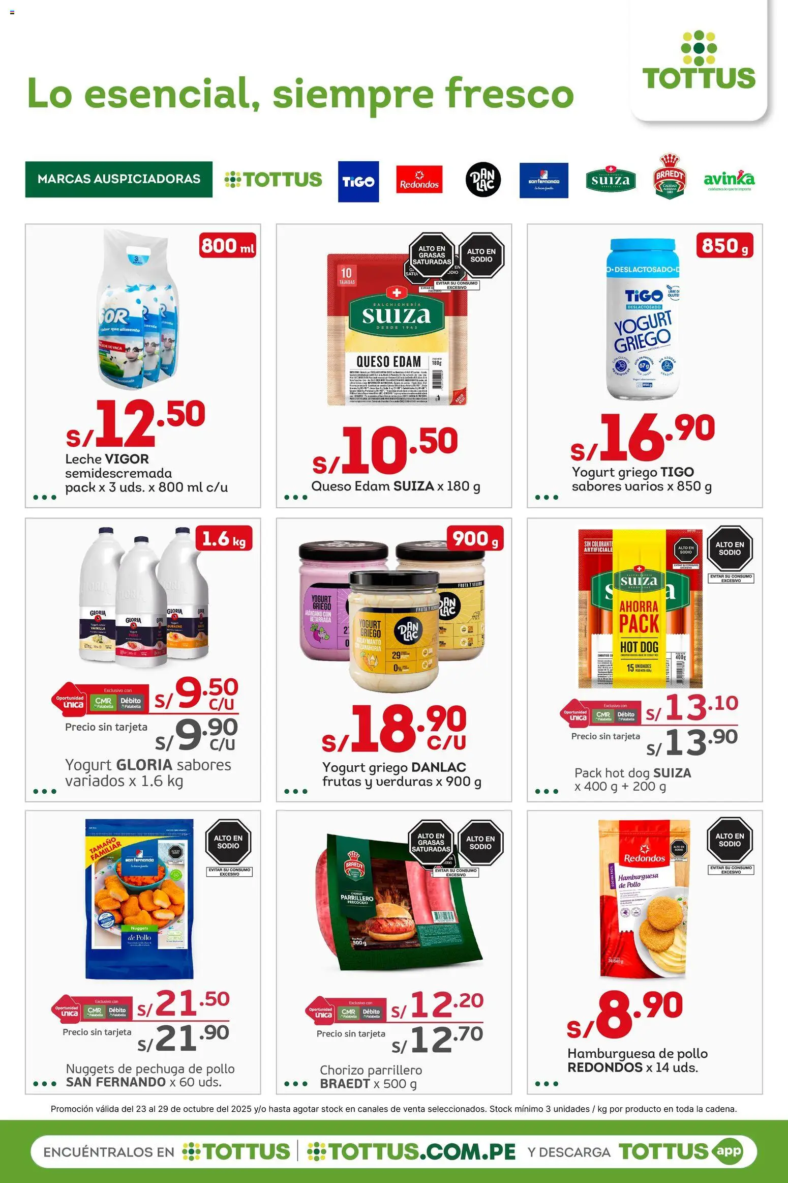 Catálogo Tottus válido desde 23.10.2025 | Página: 8 | Productos: Leche, Queso, Té, Zanahoria