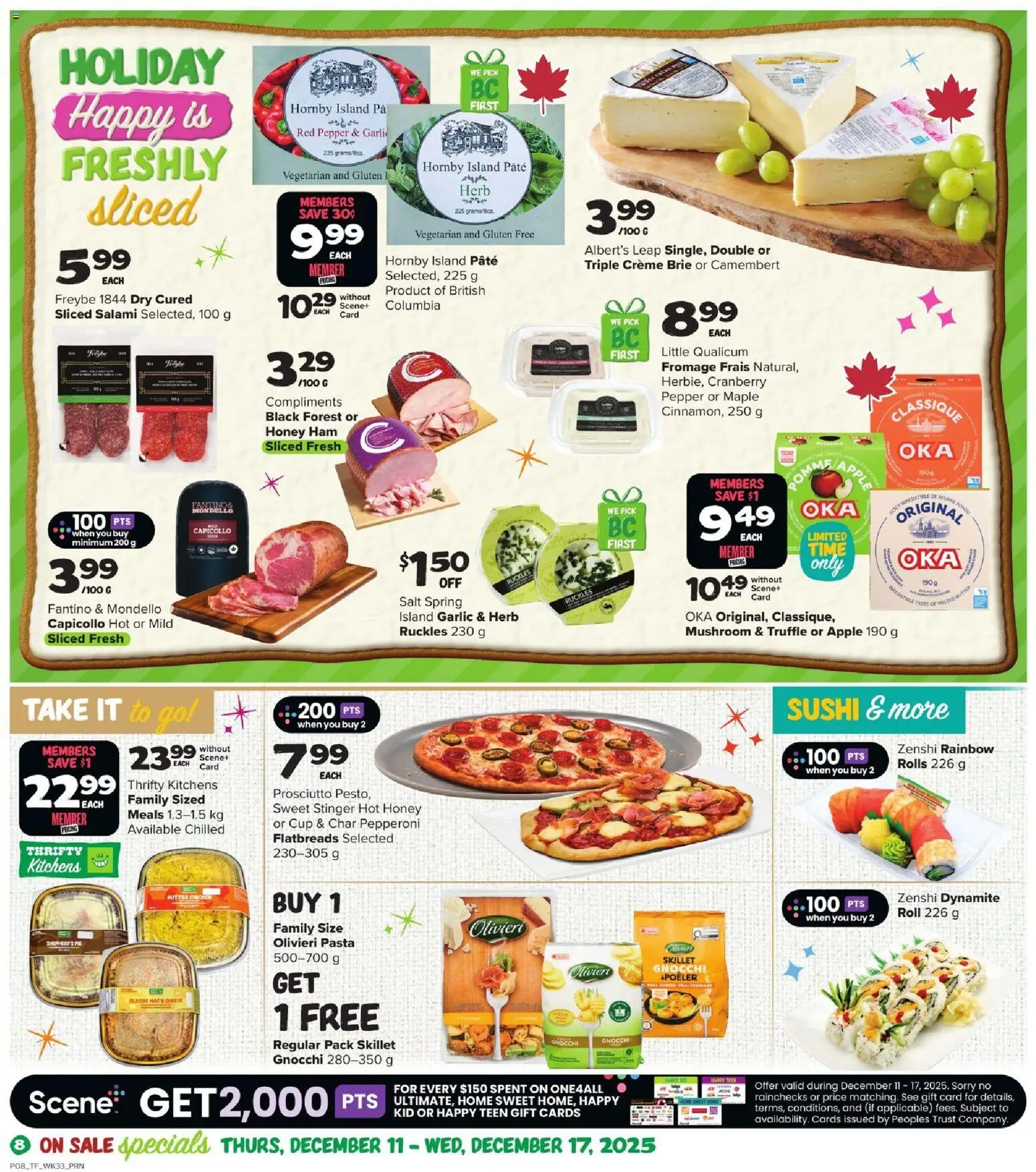 Thrifty Foods flyer valid from 11.12.2025 | Page: 9 | Products: Pasta, Cheese, Salami, Ham
