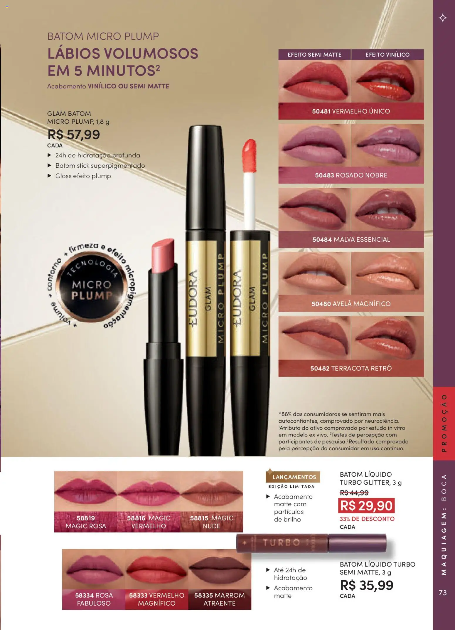 Eudora Folheto - válido de 10.11.2025 | Página: 73 | Produtos: Maquiagem, Batom, Avelã