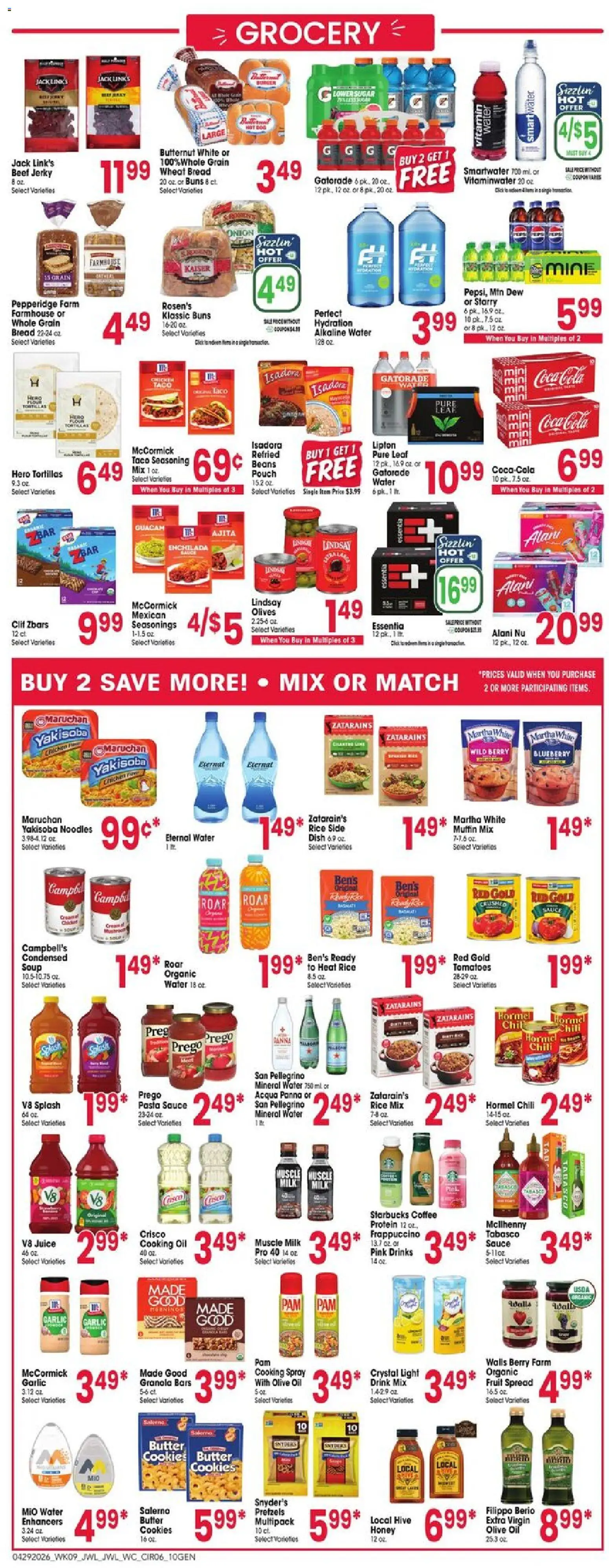 Jewel Osco Weekly Ad - IN - valid from 29.04.2026 | Page: 6 | Products: Coffee, Pasta, Cookies, Water