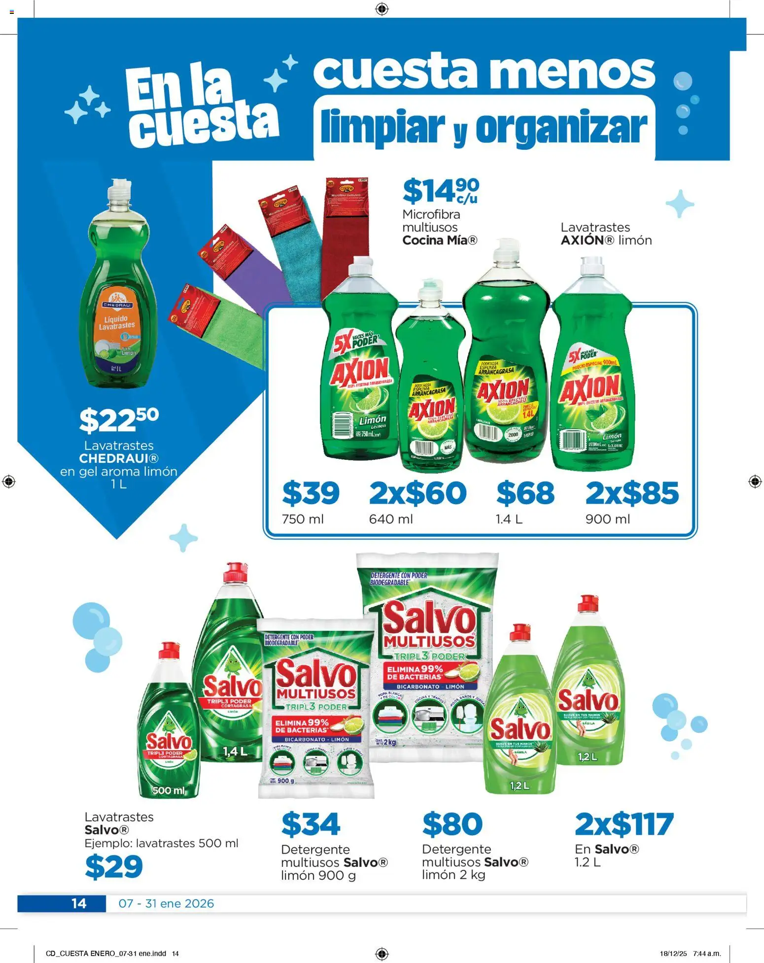 Nuevas ofertas de Chedraui válidas en toda la República Mexicana desde el 07.01.2026. ¡Encuentra las mejores ofertas en Chedraui folleto Cuesta menos llevarte más! | Página: 14 | Productos: Detergente, Limón, Espuma, Cocina