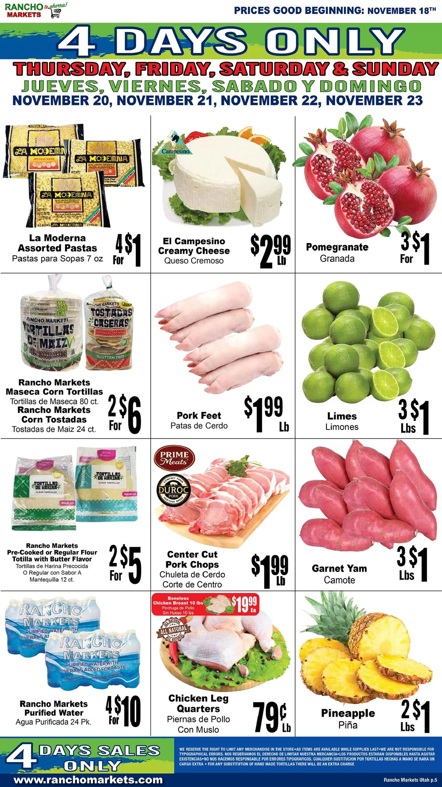 Rancho Markets Weekly Ad - valid from 18.11.2025 | Page: 5 | Products: Butter, Pork, Pineapple, Pasta