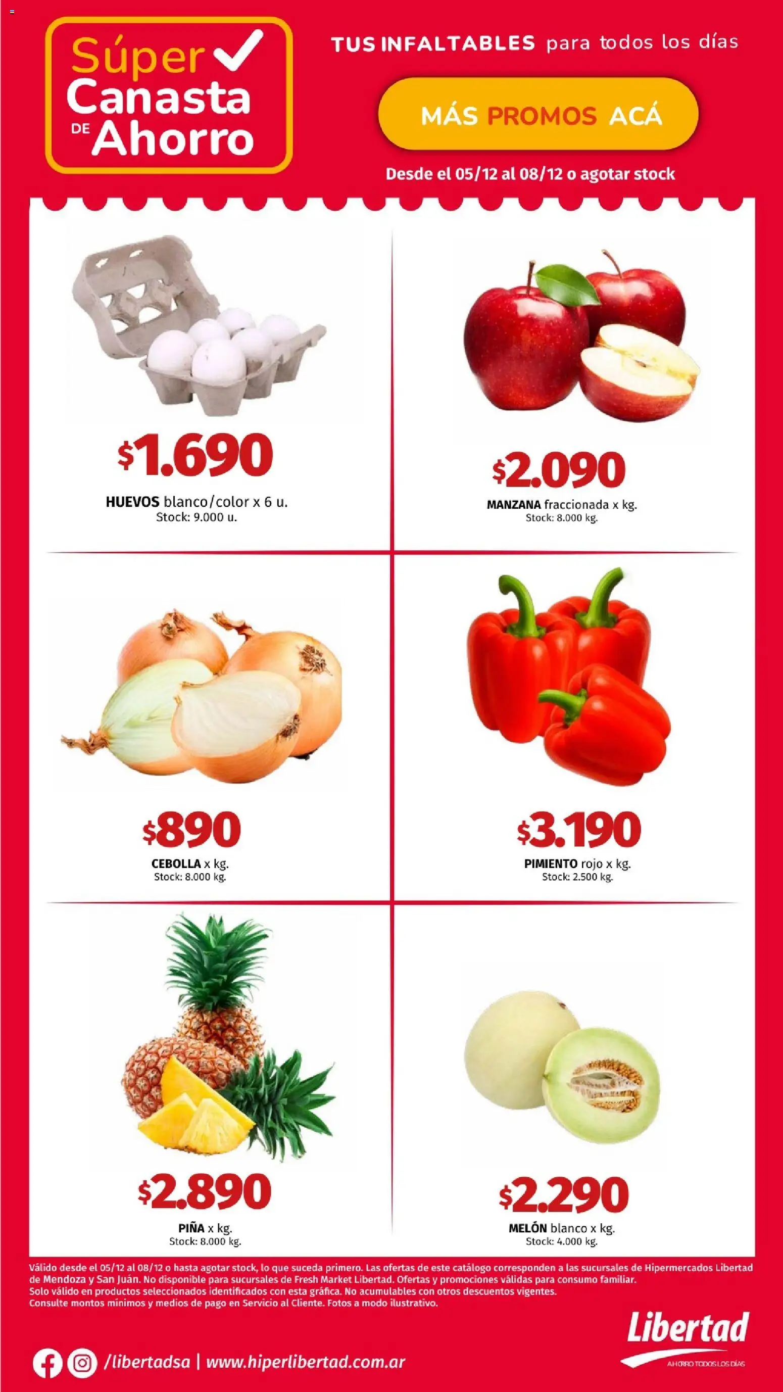 Hipermercado Libertad catálogo │ válido desde el 05.12.2025 | Página: 3 | Productos: Melón, Pimiento, Huevos, Canasta