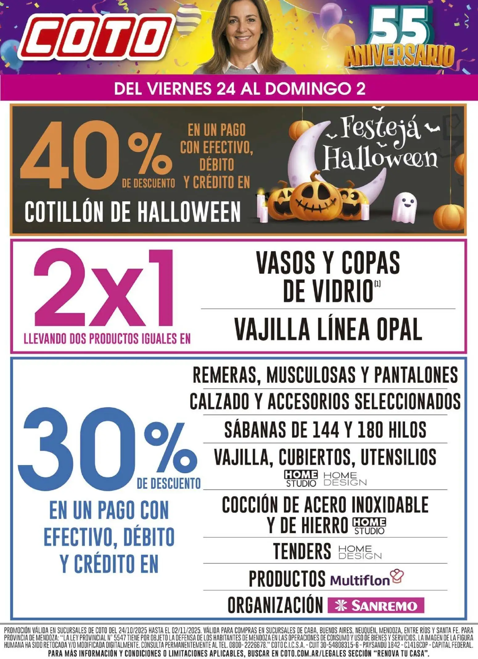 Coto - Renova │ válido desde el 24.10.2025 | Página: 1 | Productos: Sabanas, Pantalones, Vasos