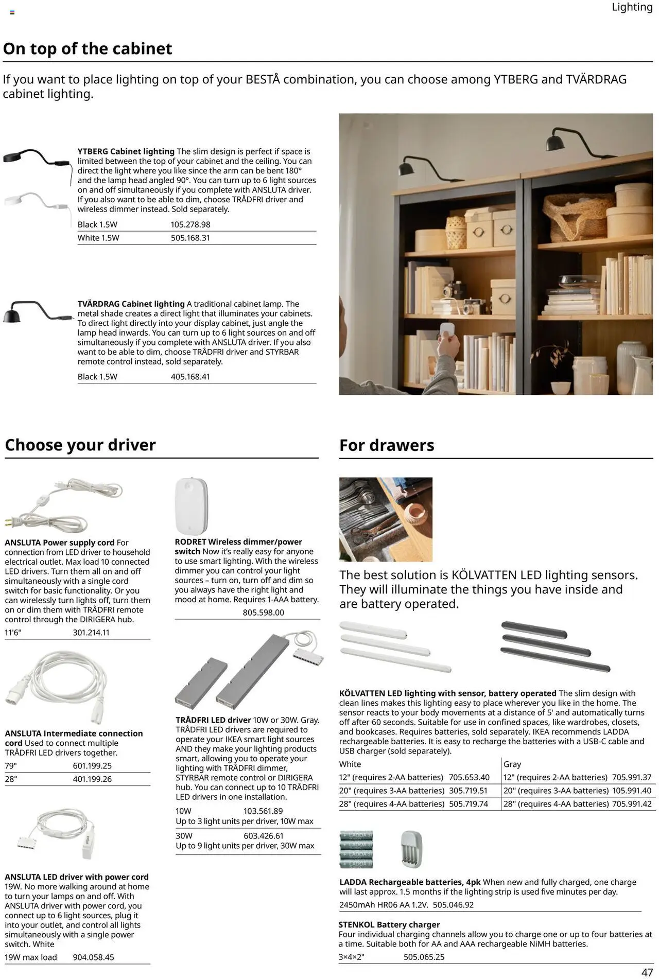 IKEA BESTÅ Buying Guide - valid from 01.01.2025 | Page: 45 | Products: Battery, Switch, Cable, Usb