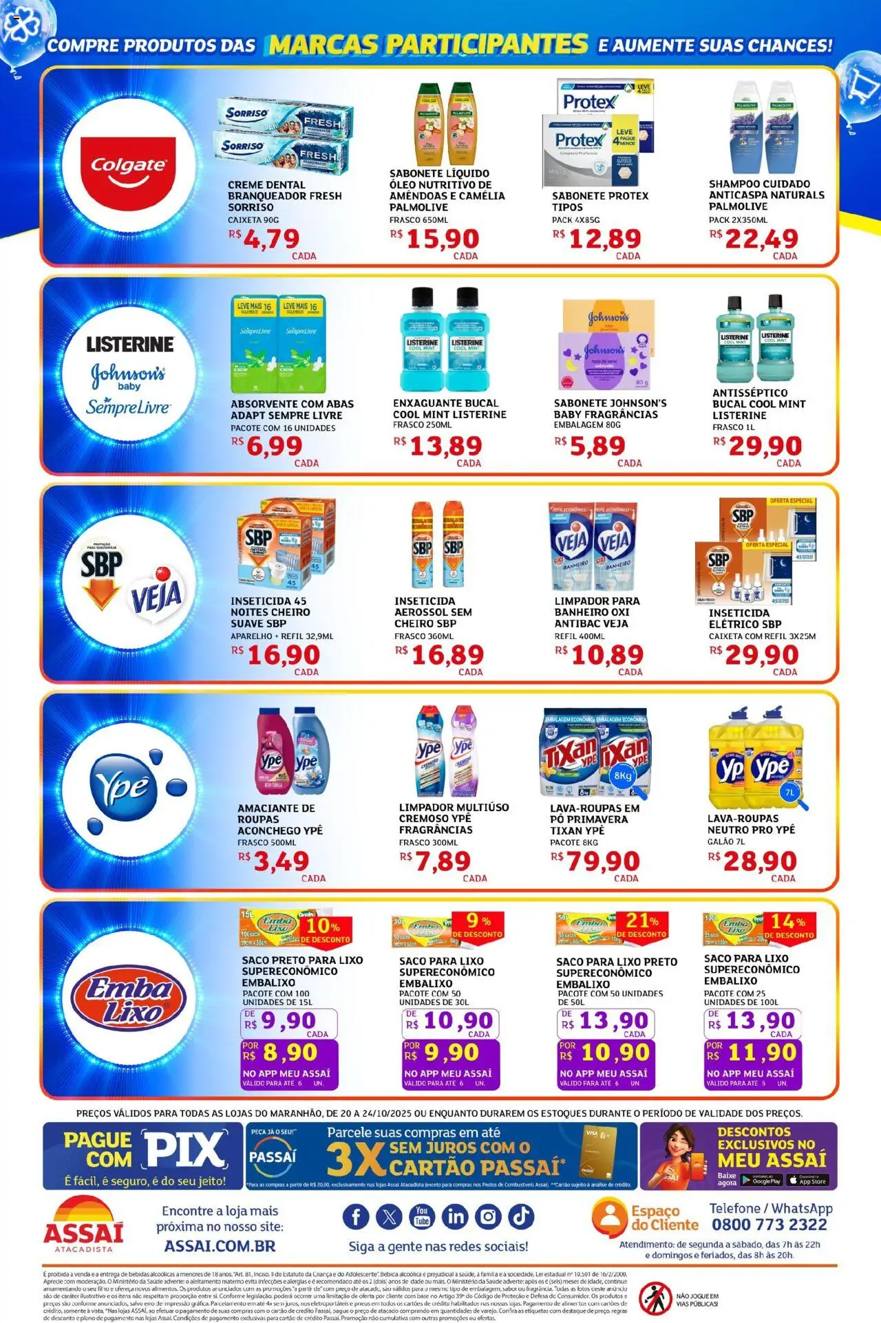 Assaí Atacadista Folheto - válido de 20.10.2025 | Página: 6 | Produtos: Shampoo, Óleo, Absorvente, Sabonete líquido