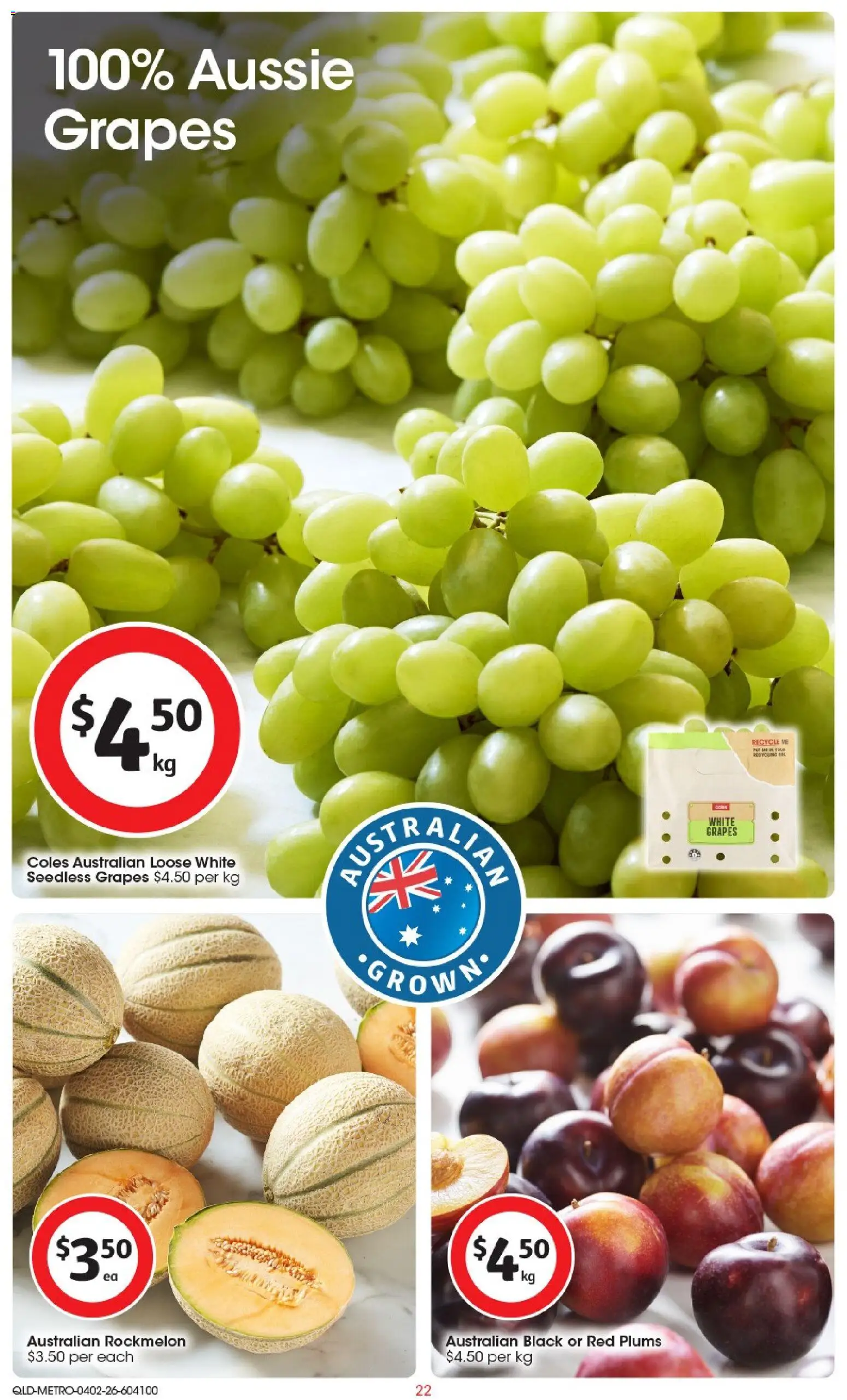 Coles catalogue - valid from 04.02.2026 | Page: 23 | Products: Grapes, Rockmelon, Plums