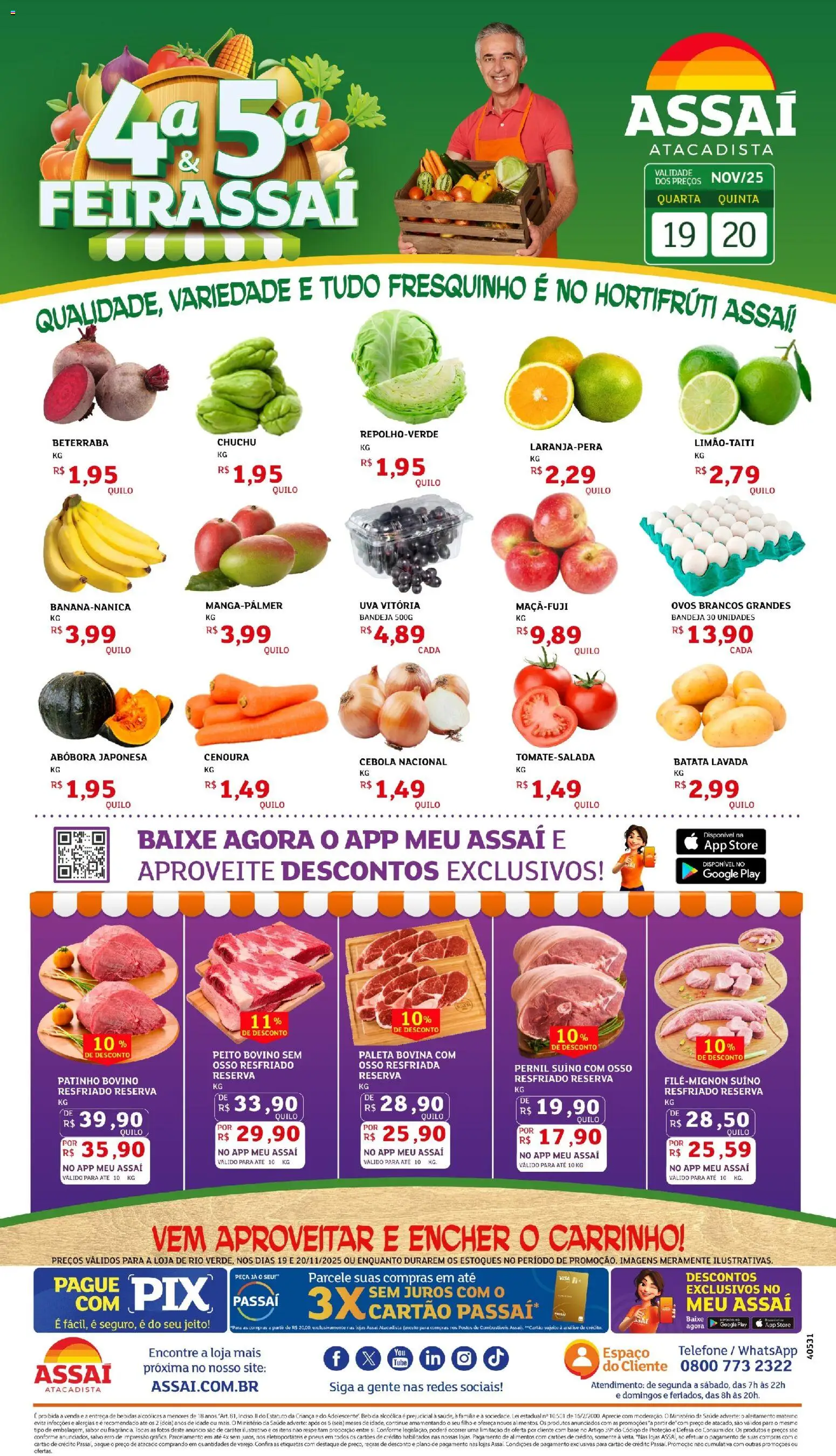 Assaí Atacadista Folheto - válido de 19.11.2025 | Página: 1 | Produtos: Pernil, Base, Cenoura, Batata