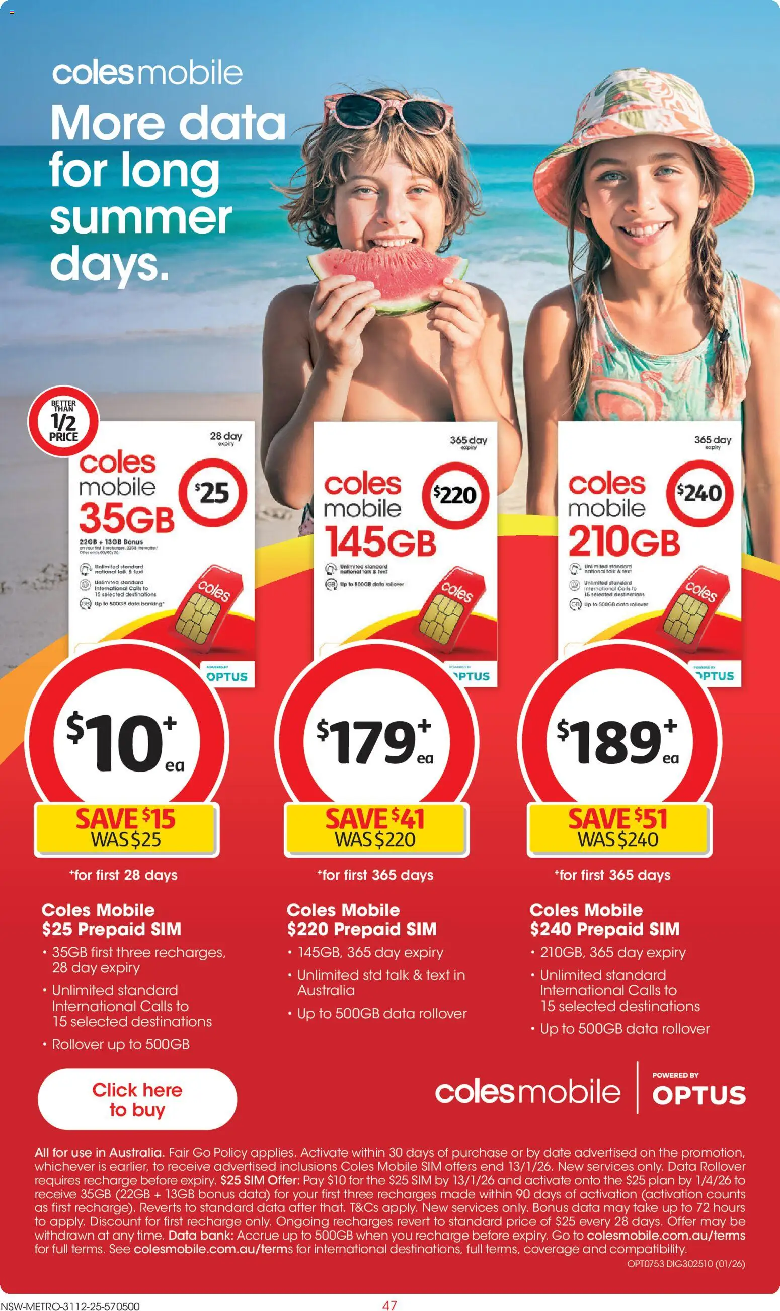 Coles catalogue - valid from 31.12.2025 | Page: 47 | Products: Date, Mobile