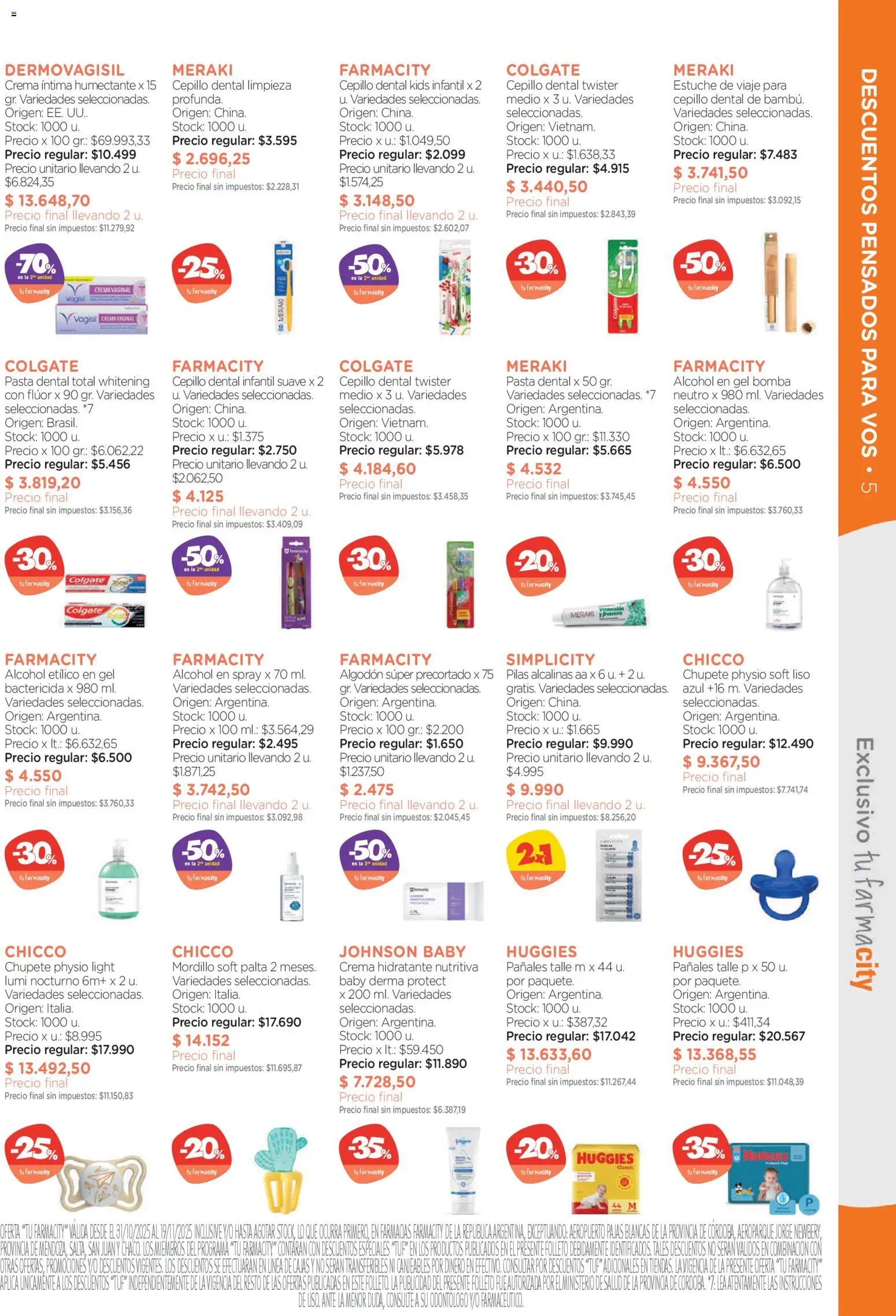 Farmacity catálogo │ válido desde el 30.10.2025 | Página: 5 | Productos: Alcohol en gel, Palta, Estuche, Crema