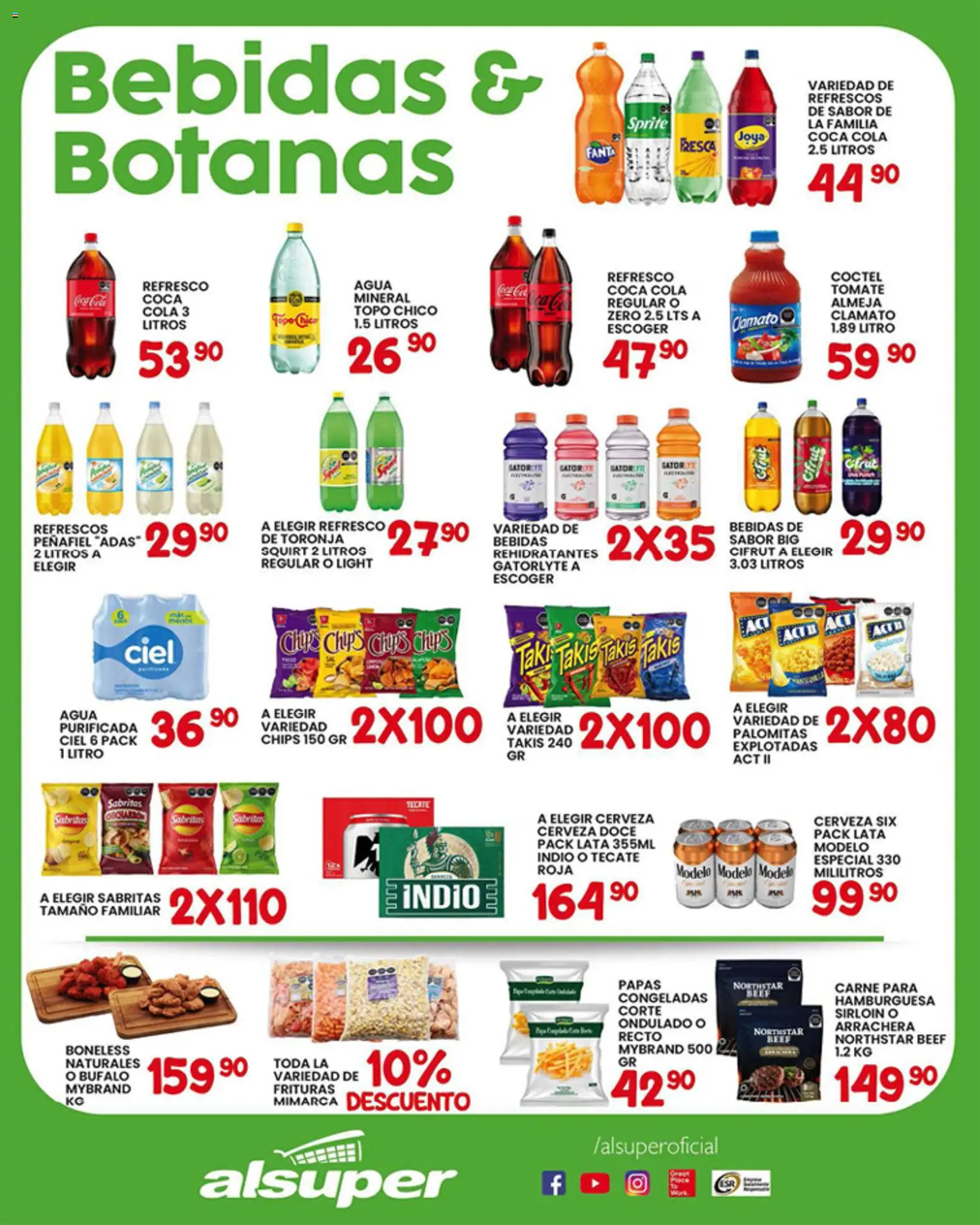 Nuevas ofertas de Alsuper válidas en toda la República Mexicana desde el 23.01.2026. ¡Encuentra las mejores ofertas en Alsuper folleto Saltillo! | Página: 3 | Productos: Refresco, Tomate, Agua, Cerveza