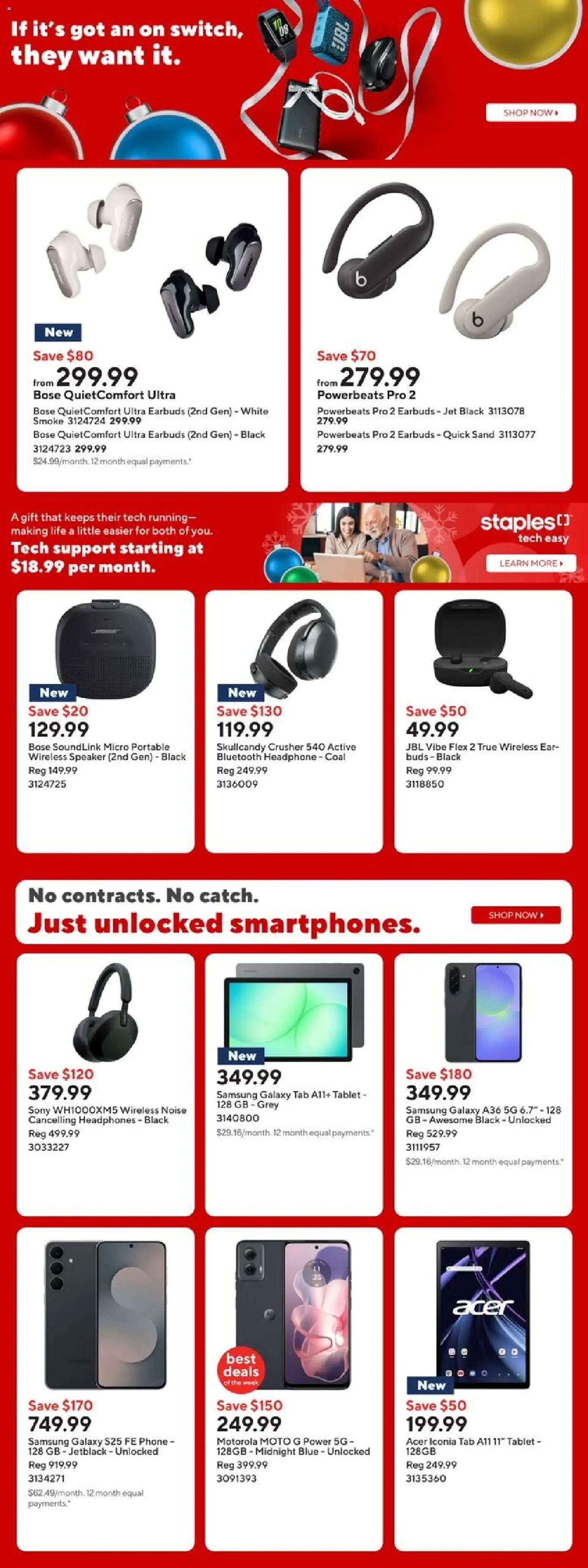 Staples flyer valid from 05.12.2025 | Page: 6 | Products: Phone, Tablet, Headphones, Speaker