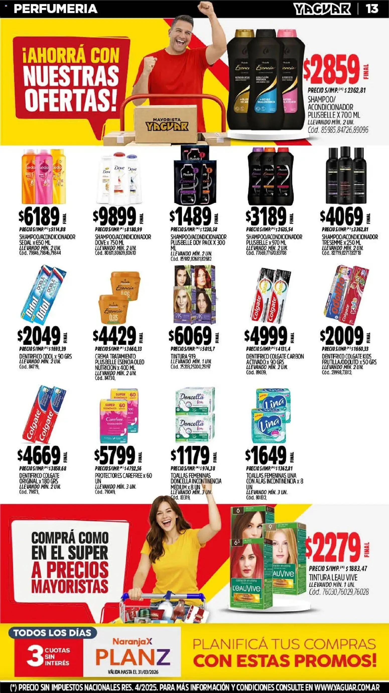 Yaguar - Oferta Semanal Jujuy │ válido desde el 02.03.2026 | Página: 13 | Productos: Toallas, Tintura, Acondicionador, Crema