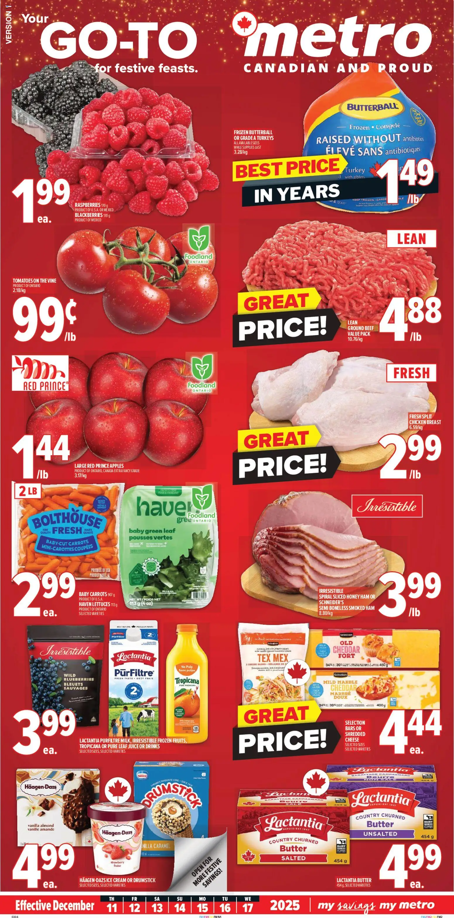 Metro flyer valid from 11.12.2025 | Page: 1 | Products: Beef, Cream, Turkey, Chicken