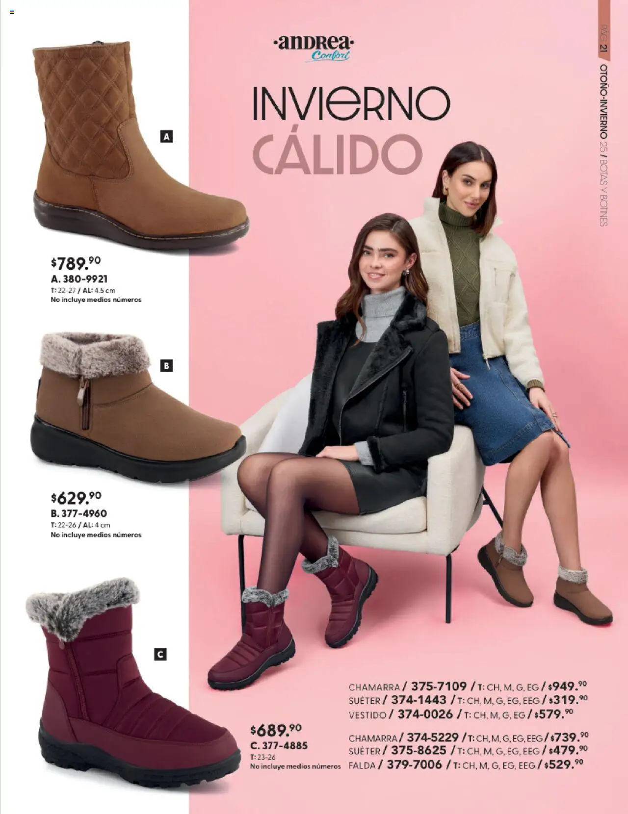 Nuevas ofertas de Andrea válidas en toda la República Mexicana desde el 24.08.2025. ¡Encuentra las mejores ofertas en Andrea - CCatálogo Calzado Confort Otoño! | Página: 21 | Productos: Suéter, Chamarra, Vestido, Botines