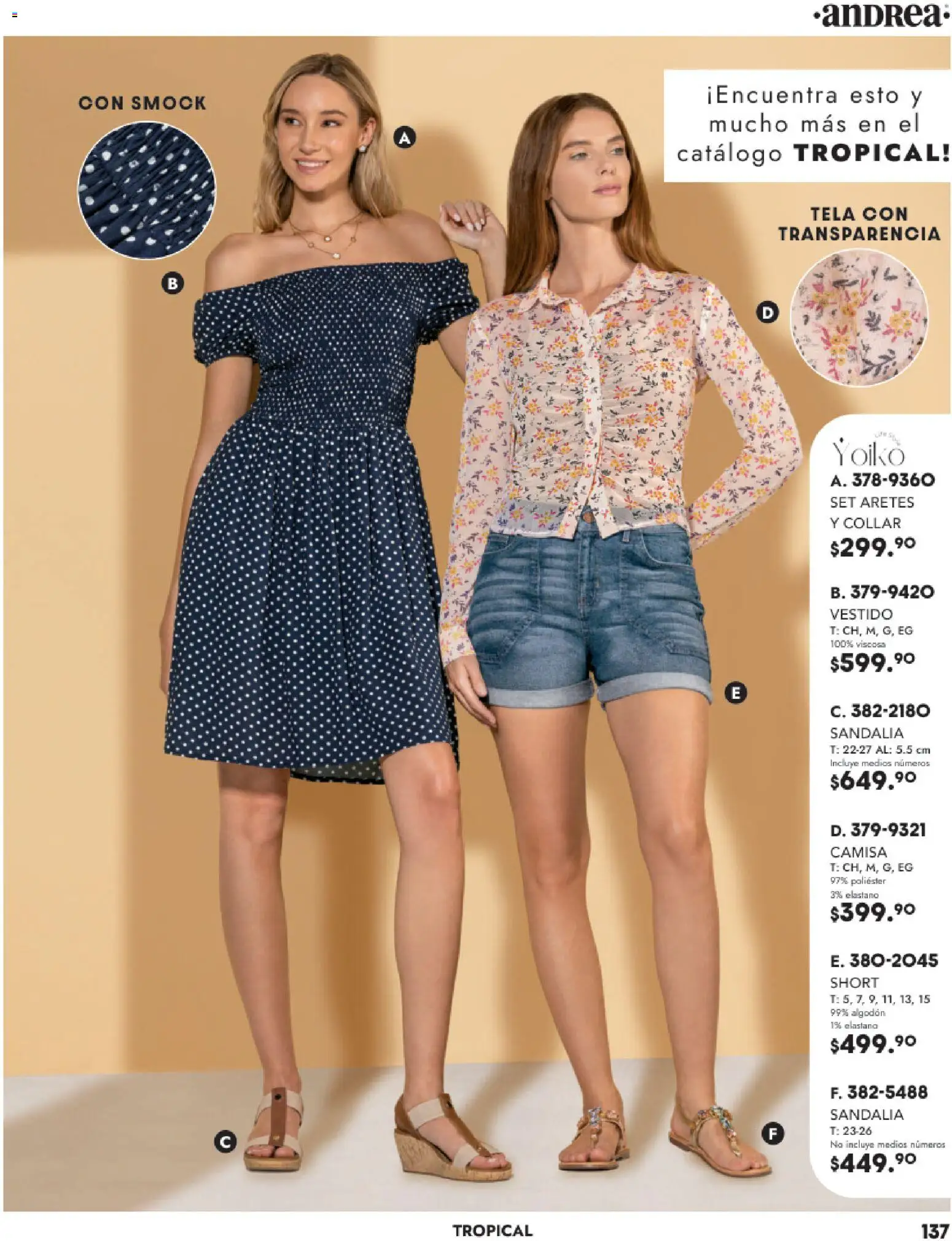 Nuevas ofertas de Andrea válidas en toda la República Mexicana desde el 26.11.2025. ¡Encuentra las mejores ofertas en Andrea catálogo Vestir! | Página: 137 | Productos: Camisa, Vestido, Collar, Short