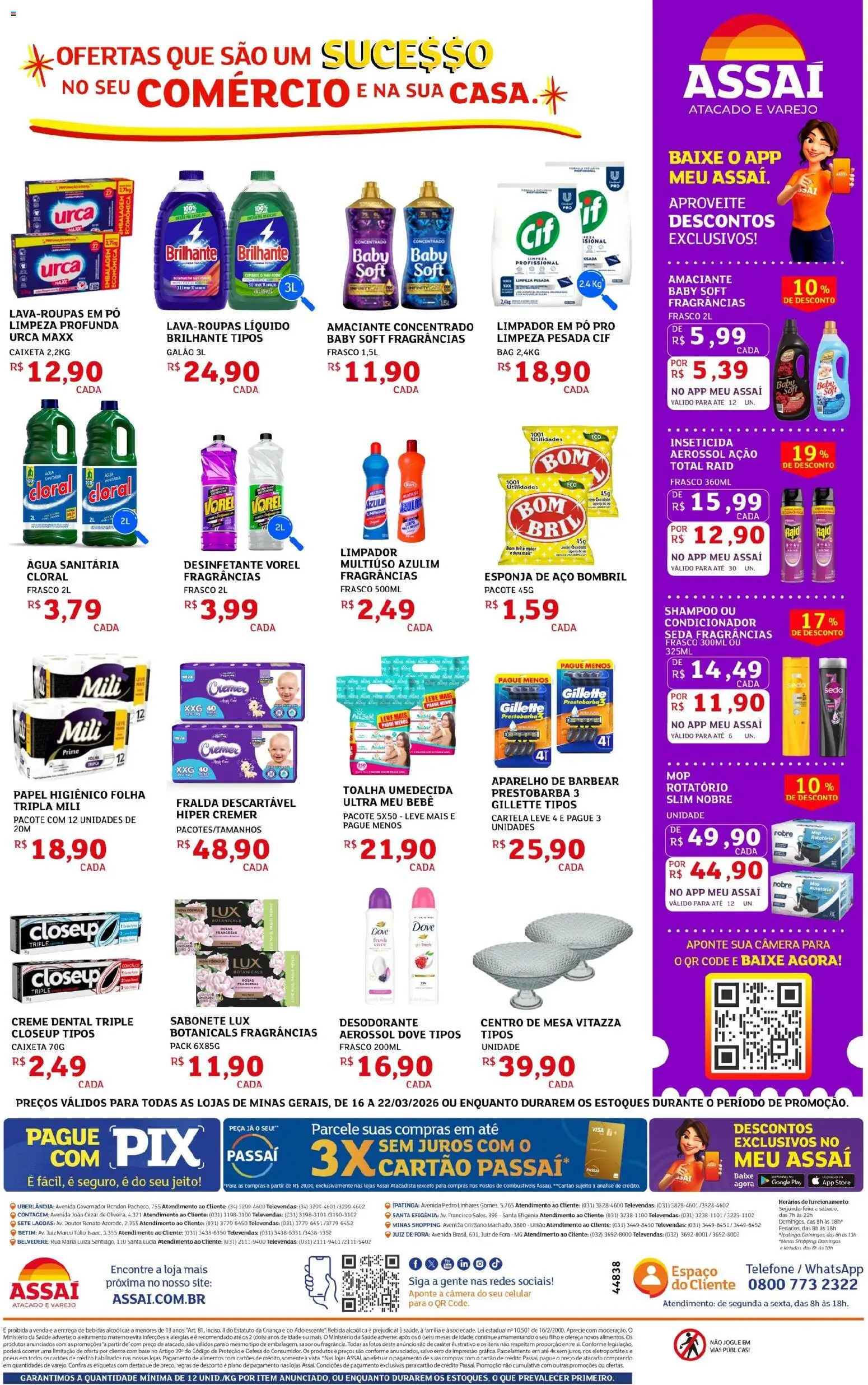 Assaí Atacadista Folheto - válido de 16.03.2026 | Página: 4 | Produtos: Sabonete, Esponja de aço, Aparelho de barbear, Desinfetante