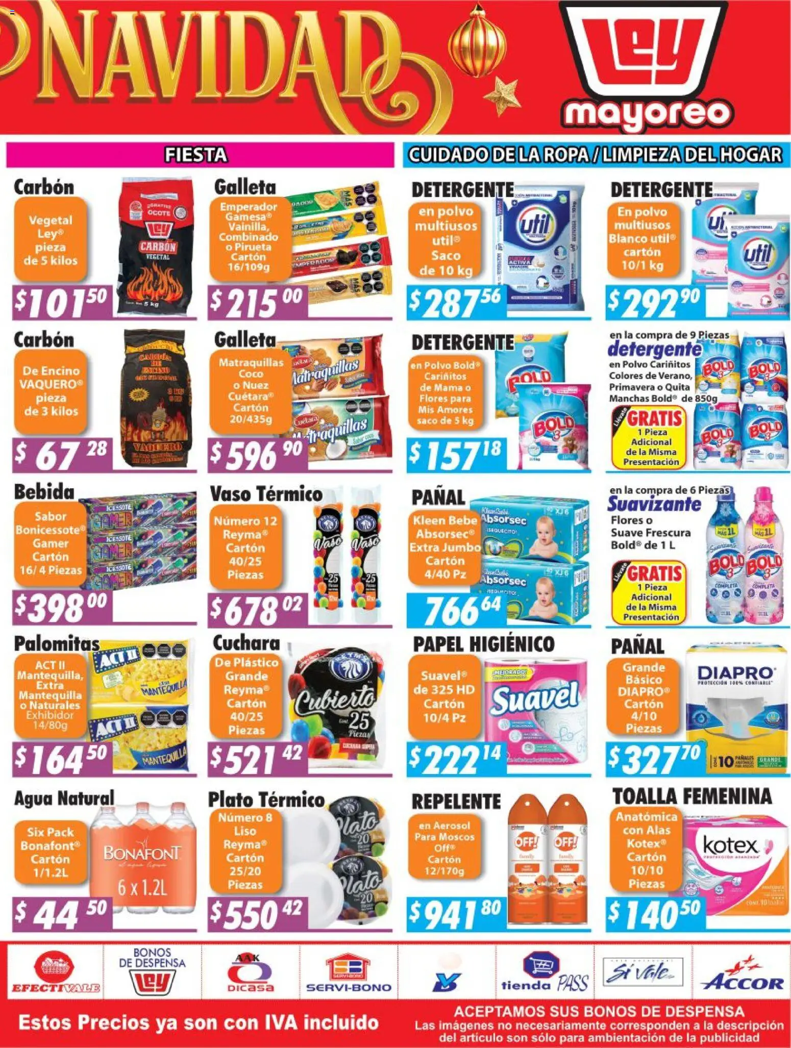 Nuevas ofertas de Casa Ley válidas en toda la República Mexicana desde el 17.11.2025. ¡Encuentra las mejores ofertas en Casa Ley folleto! | Página: 4 | Productos: Agua, Mantequilla, Toalla, Ropa