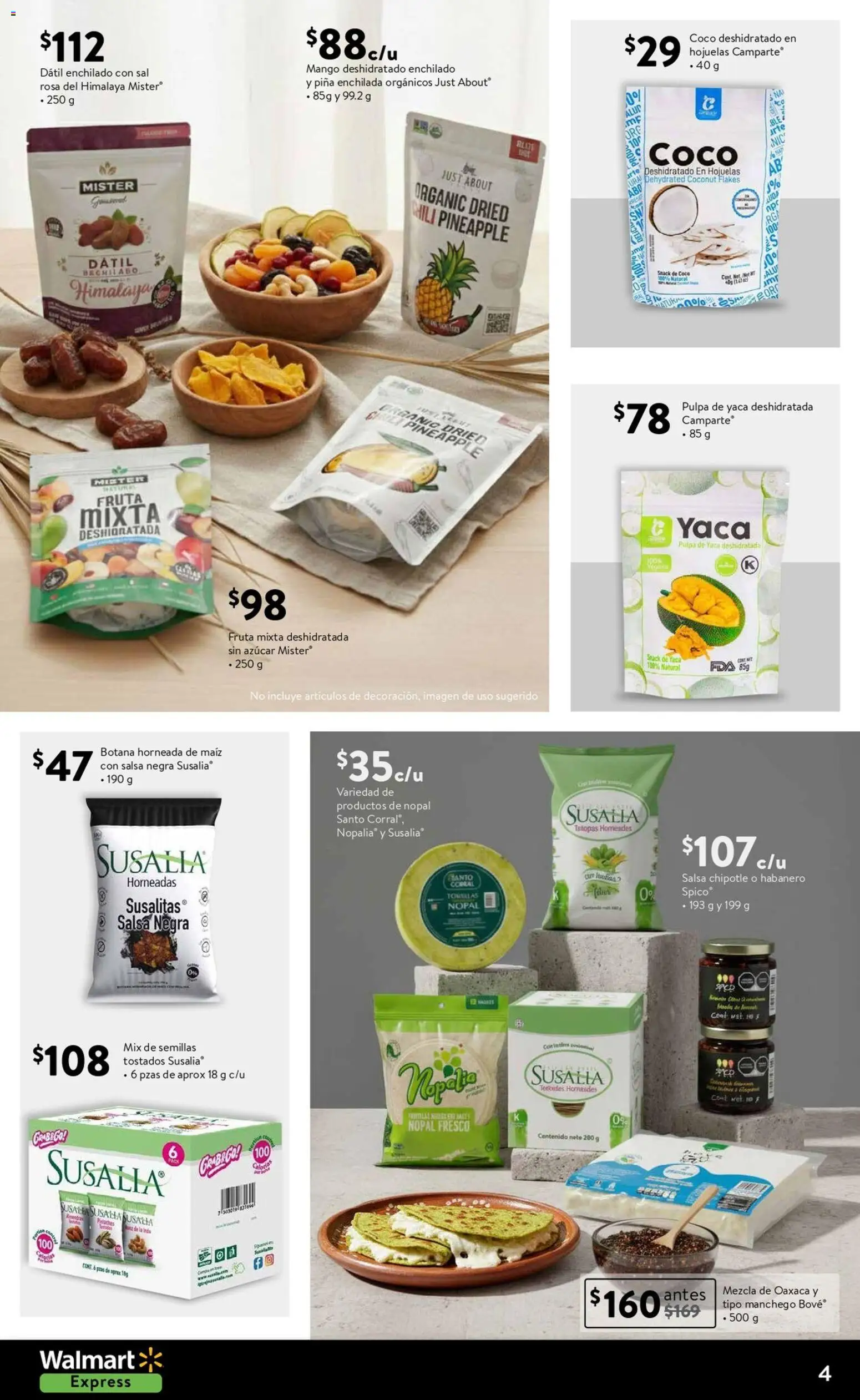 Nuevas ofertas de Walmart Express válidas en toda la República Mexicana desde el 01.01.2026. ¡Encuentra las mejores ofertas en Walmart Express folleto! | Página: 4 | Productos: Maíz, Sal, Mango, Piña