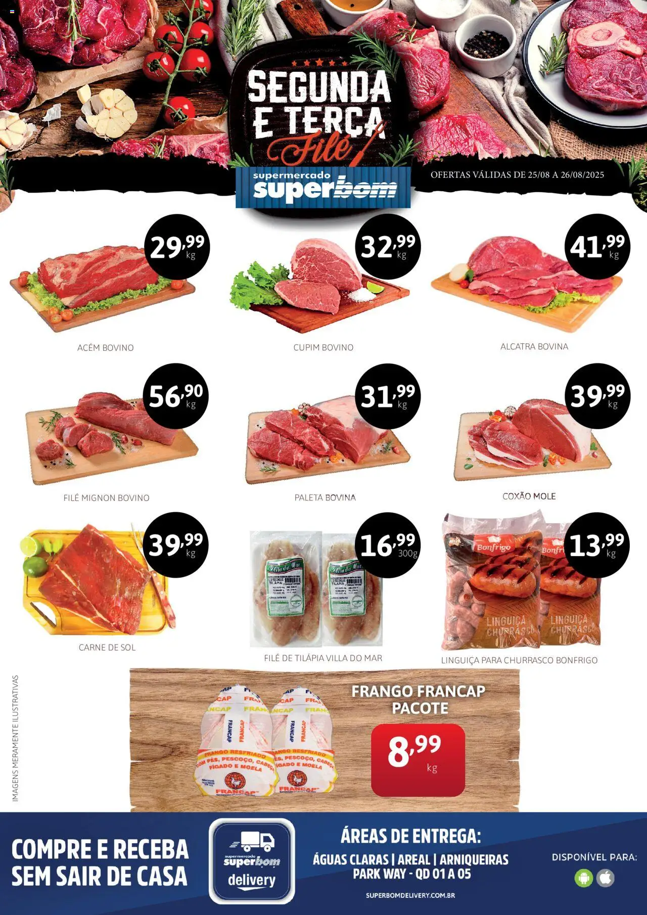 Superbom Folheto - válido de 25.08.2025 | Página: 1 | Produtos: Linguiça, Acém, Alcatra, Filé mignon