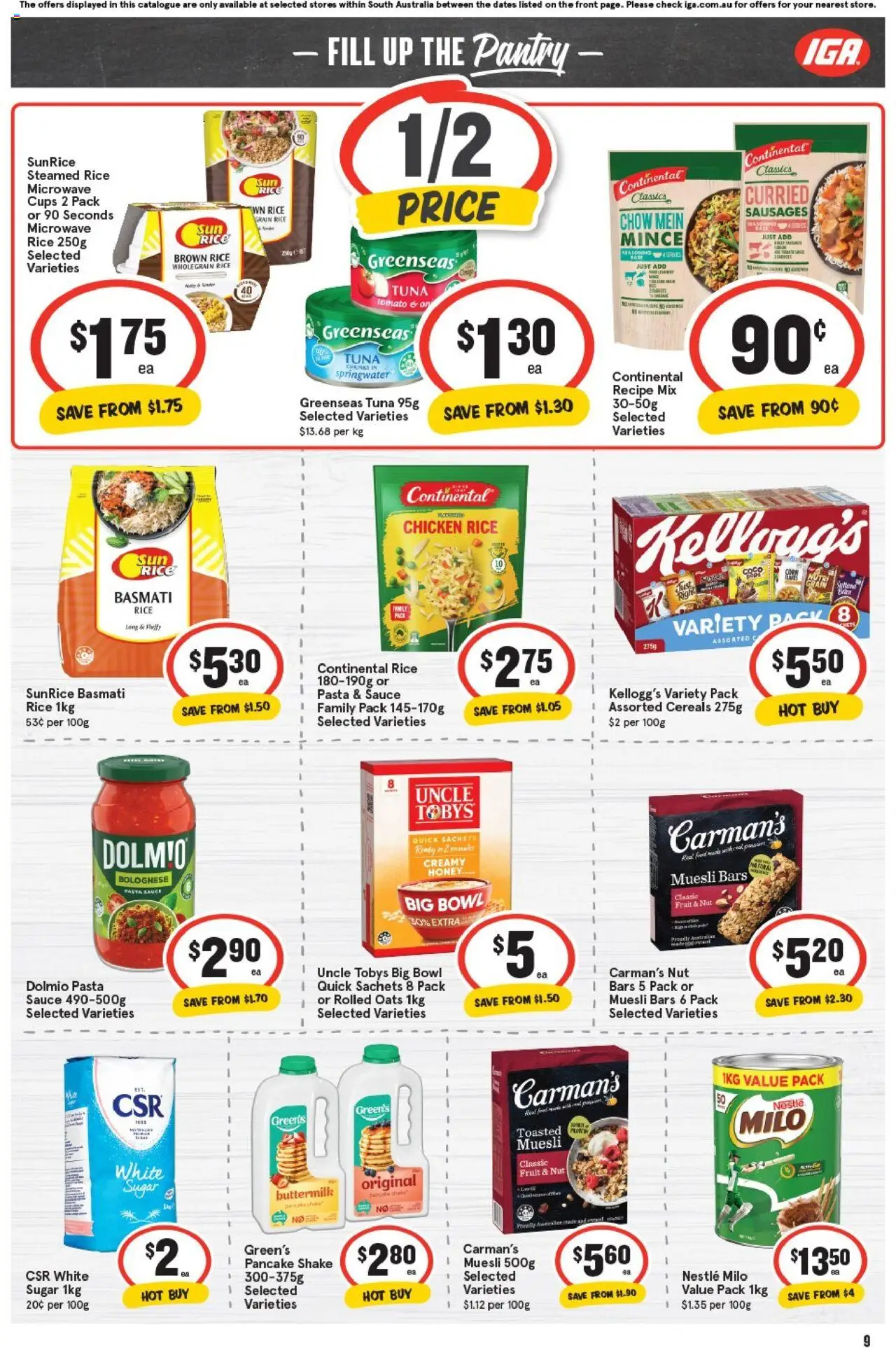 IGA catalogue - valid from 08.10.2025 | Page: 9 | Products: Honey, Pasta, Sauce, Microwave