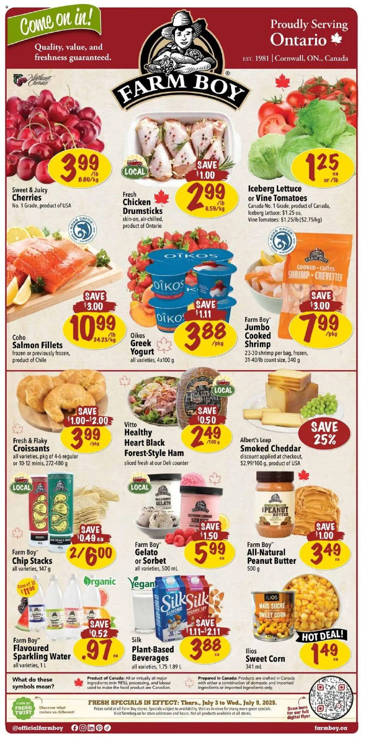 Farm Boy flyer valid from 03.07.2025 | Page: 1 | Products: Case, Yogurt, Chicken, Tomatoes