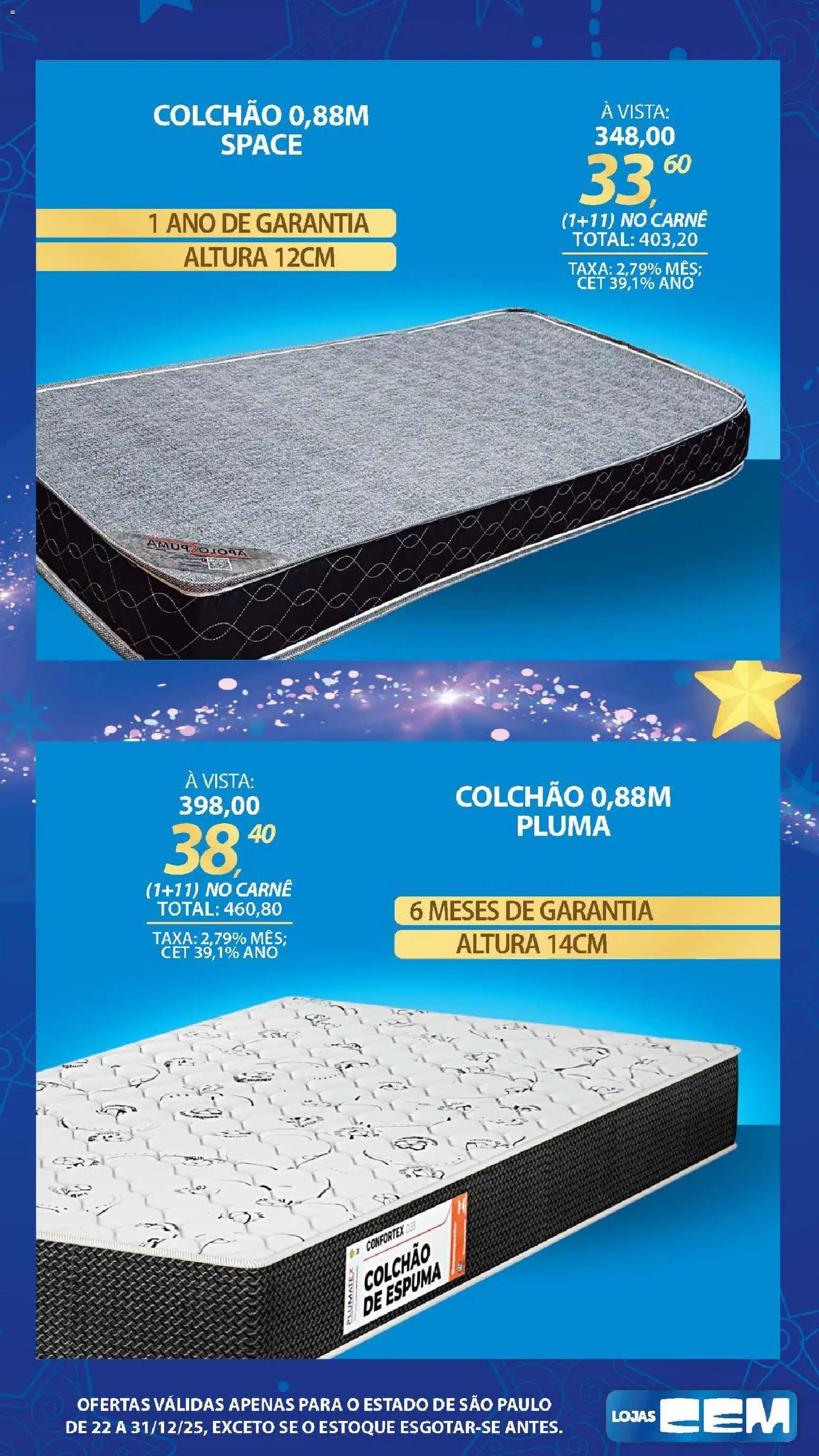 Lojas Cem Folheto - válido de 22.12.2025 | Página: 97 | Produtos: Colchão, Carne