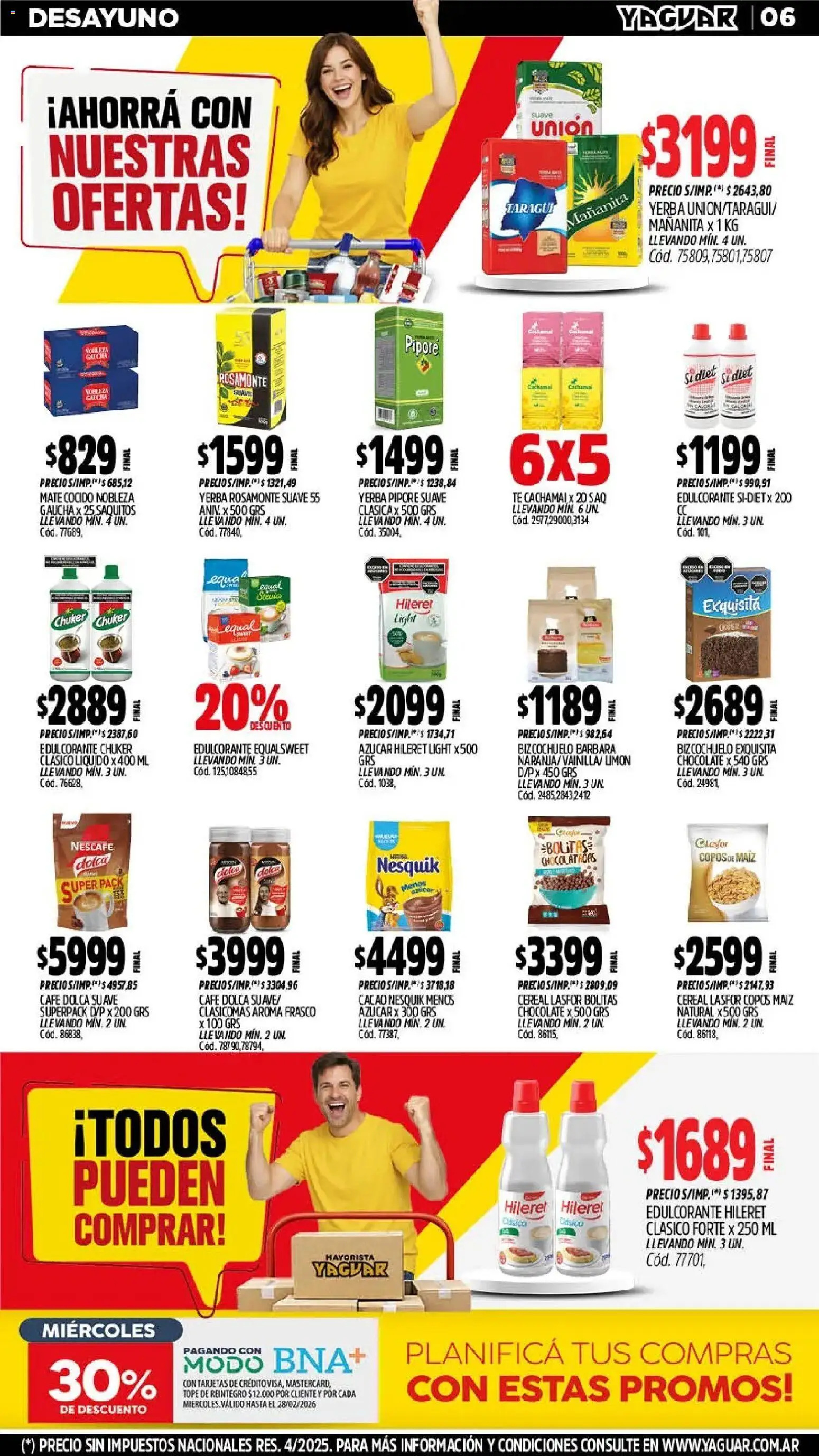 Yaguar - Oferta Semanal Neuquen │ válido desde el 23.02.2026 | Página: 6 | Productos: Copos, Café, Chocolate, Mate cocido