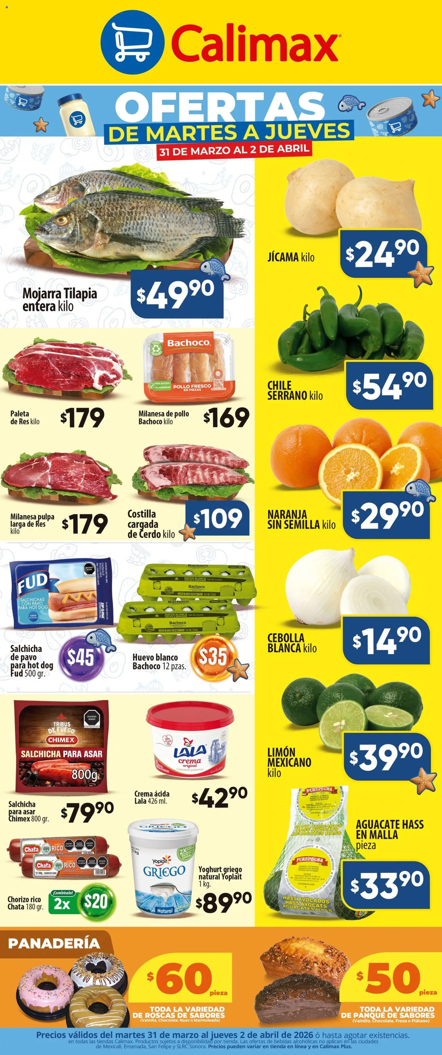 Nuevas ofertas de Calimax válidas en toda la República Mexicana desde el 31.03.2026. ¡Encuentra las mejores ofertas en Calimax folleto! | Página: 2 | Productos: Milanesa, Paleta, Limón, Panadería