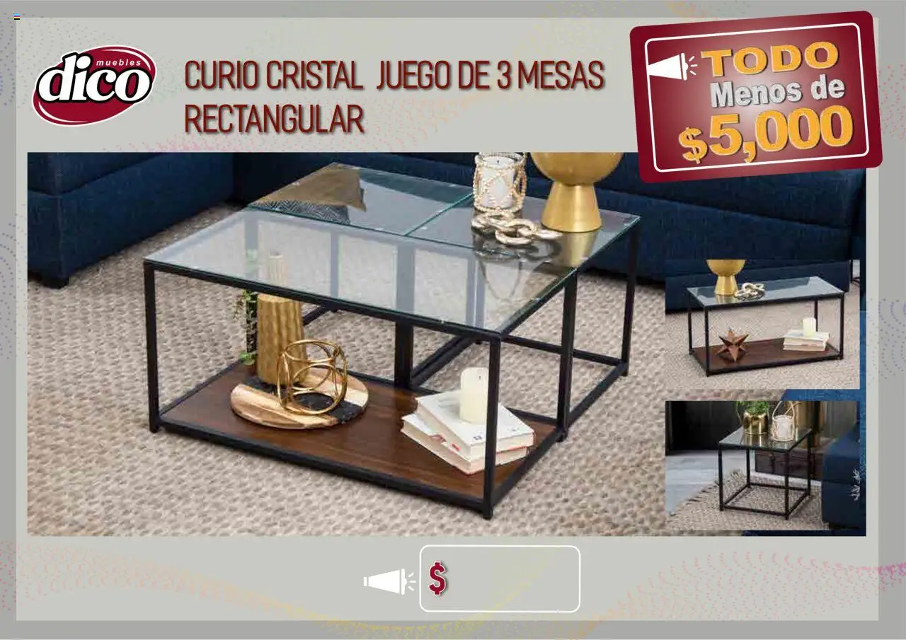 Nuevas ofertas de Muebles Dico válidas en toda la República Mexicana desde el 12.02.2025. ¡Encuentra las mejores ofertas en Muebles Dico catálogo Todo Menos! | Página: 43 | Productos: Mesa de centro, Mesa