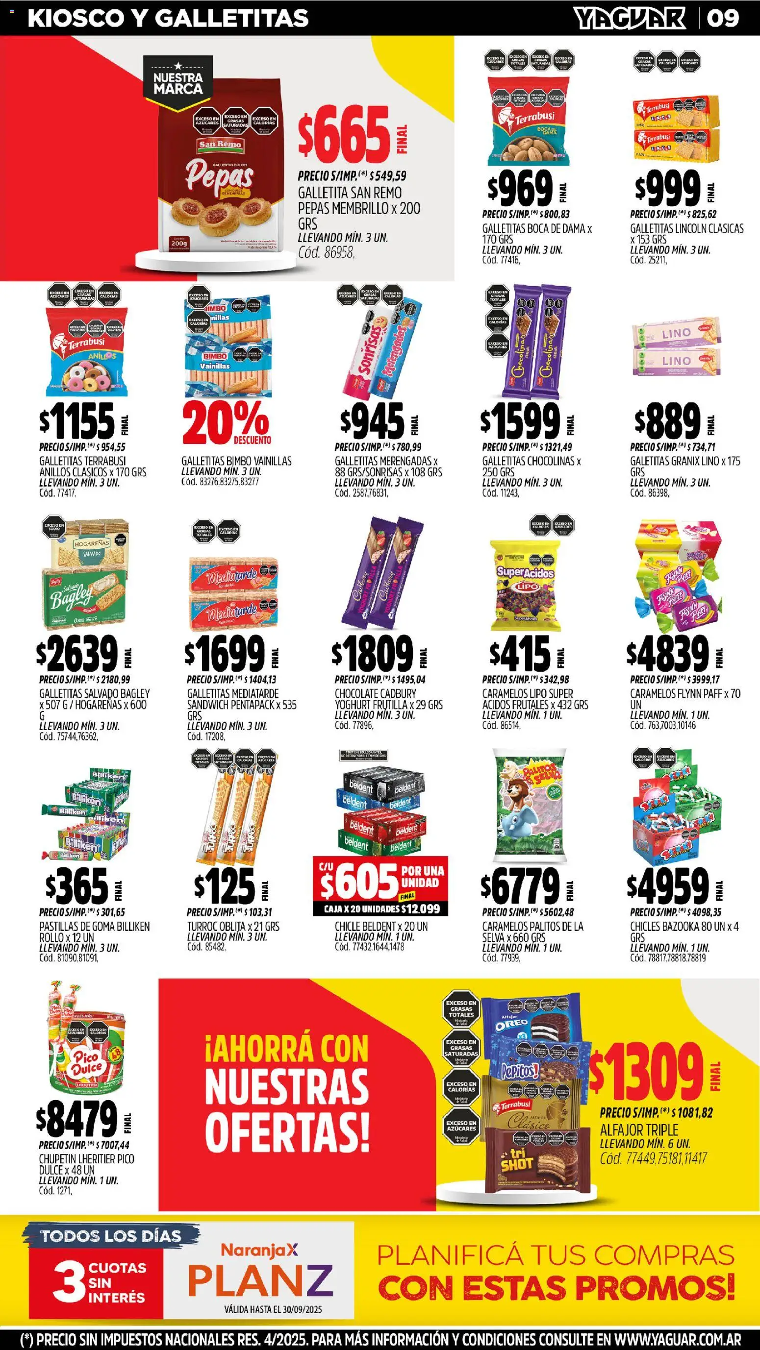 Yaguar - Neuquén │ válido desde el 27.10.2025 | Página: 9 | Productos: Pico, Chicles, Caja, Alfajor