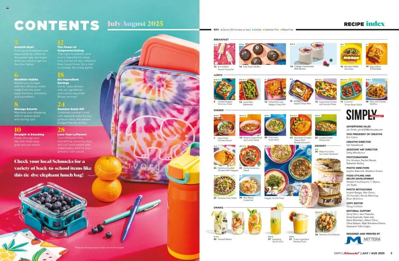Schnucks Monthly Ad - valid from 01.07.2025 | Page: 3 | Products: Spinach, Juice, Pasta, Cream