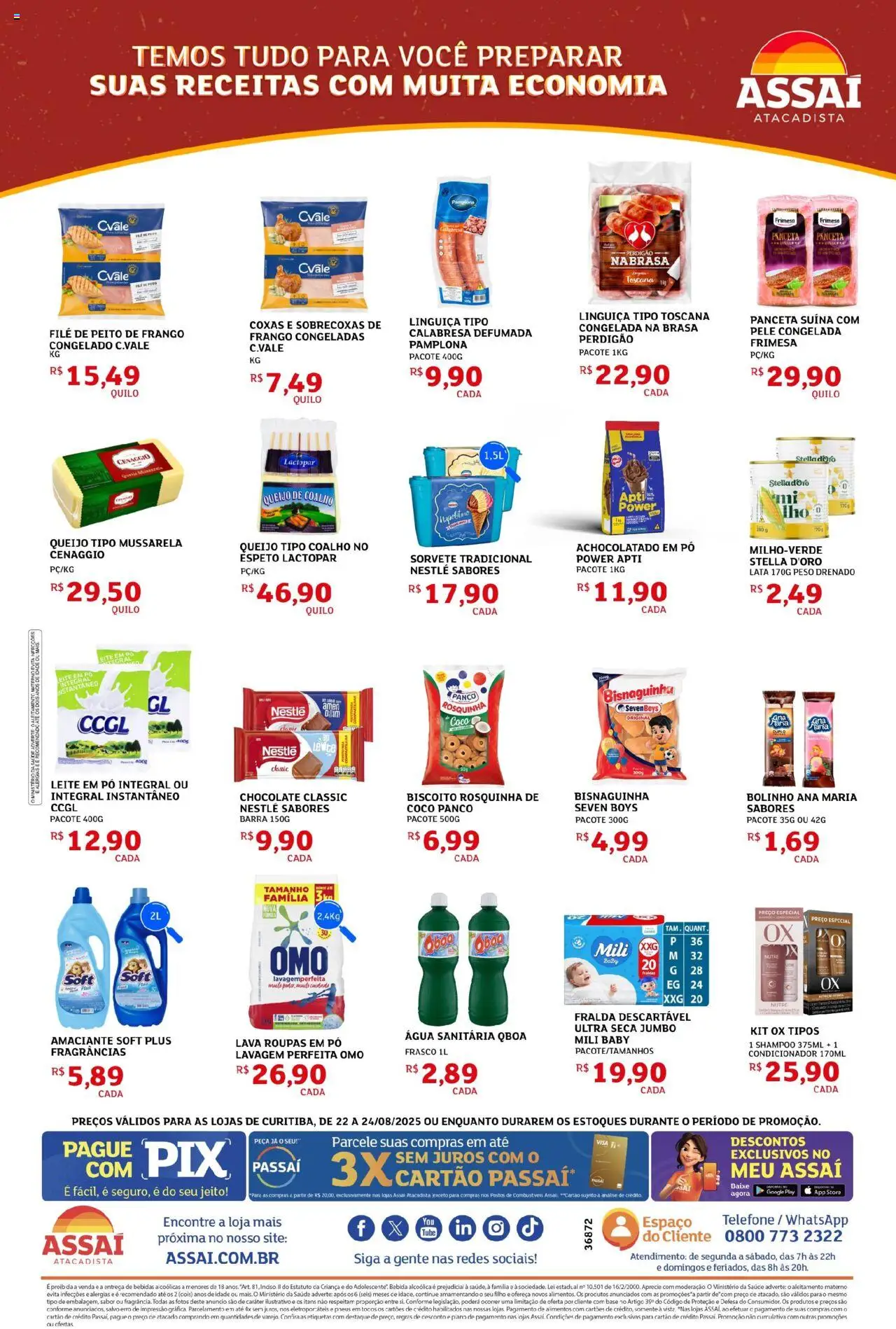 Assaí Atacadista Folheto - válido de 22.08.2025 | Página: 2 | Produtos: Pó, Linguiça, Roupas, Peito de frango
