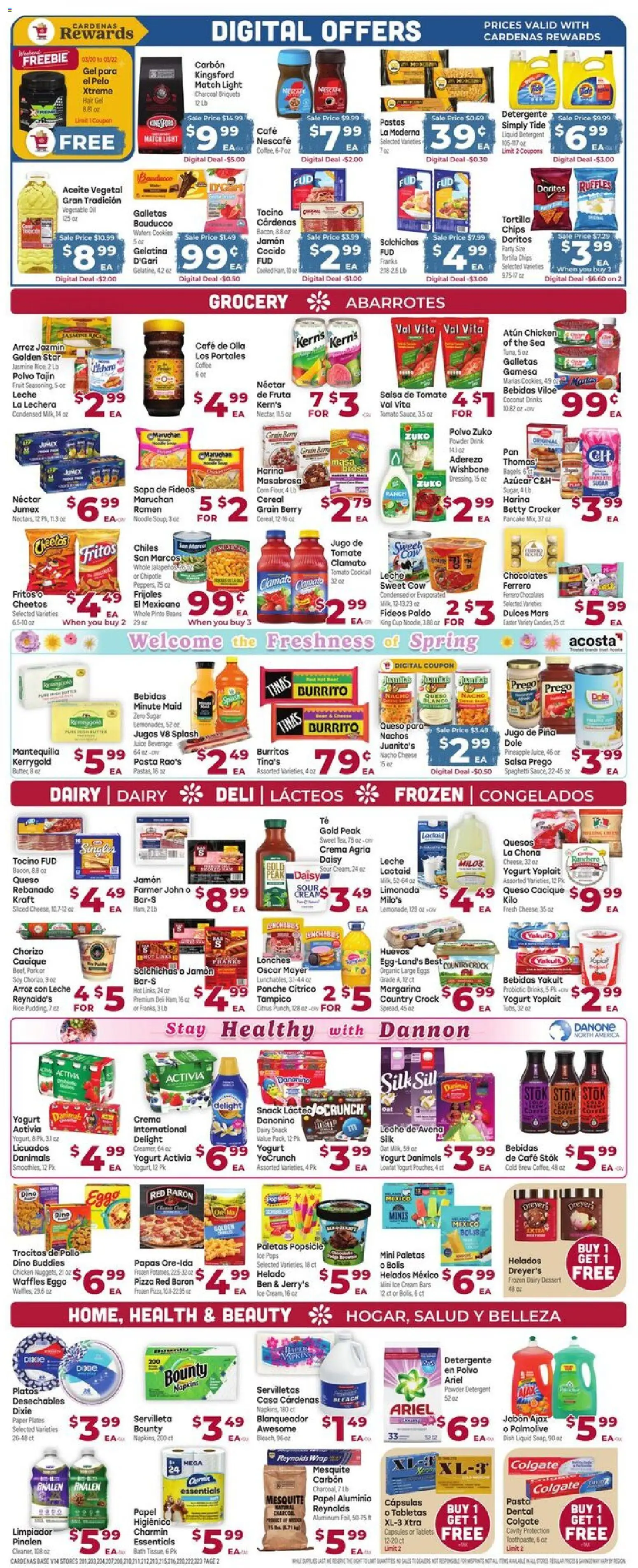 Cardenas Weekly Ad - valid from 18.03.2026 | Page: 2 | Products: Cheese, Pizza, Tea, Detergent