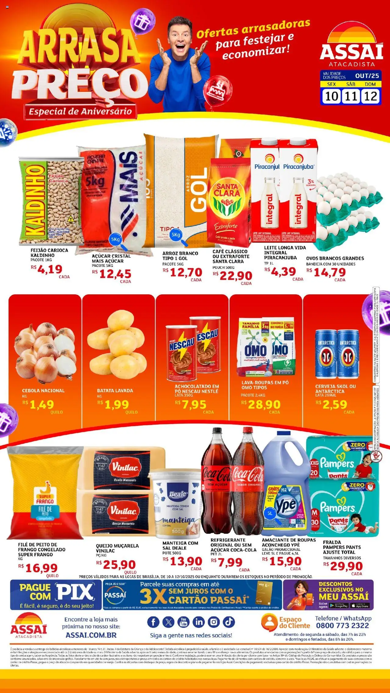 Assaí Atacadista Folheto - válido de 11.10.2025 | Página: 1 | Produtos: Ovos, Cerveja, Batata, Telefone