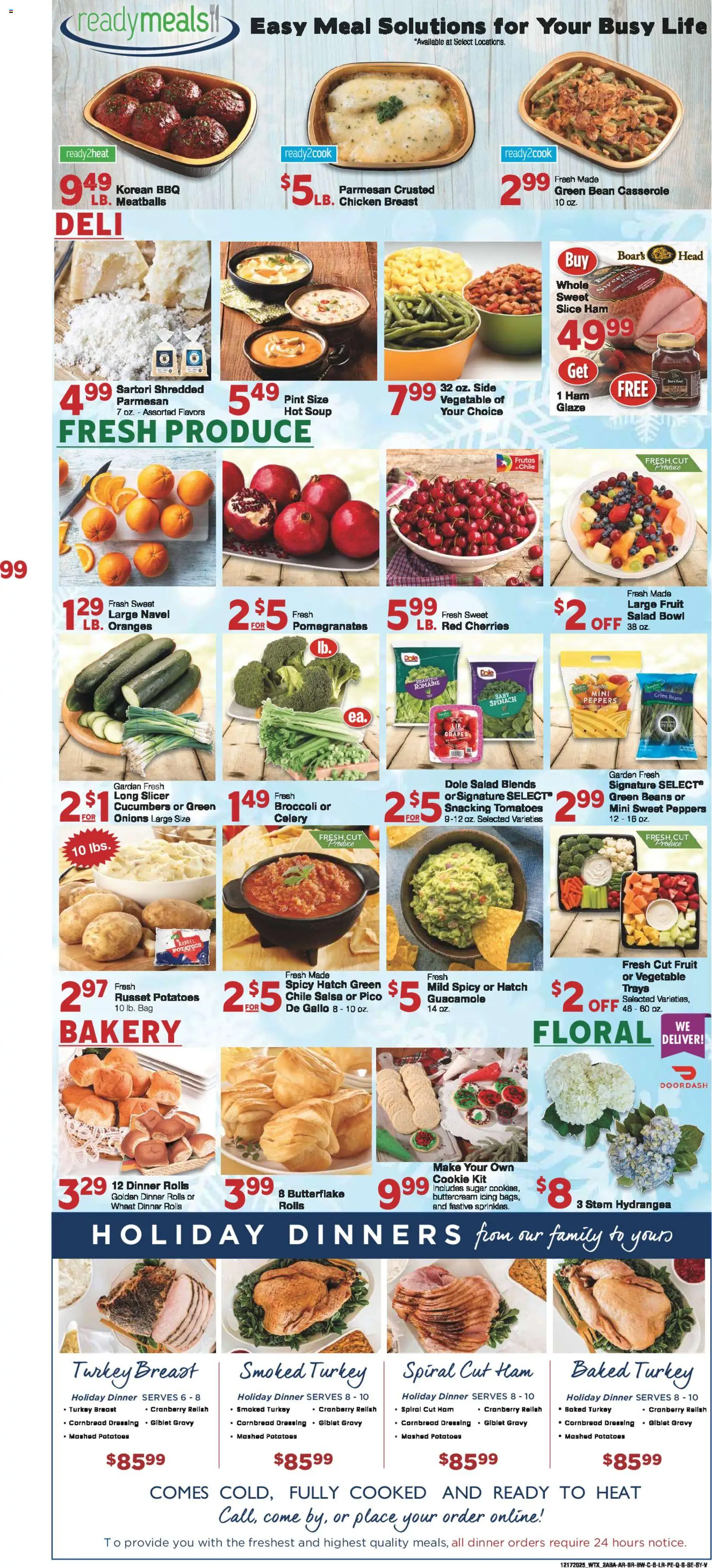 United Supermarkets Weekly Ad - valid from 17.12.2025 | Page: 2 | Products: Peppers, Spinach, Ham, Salad